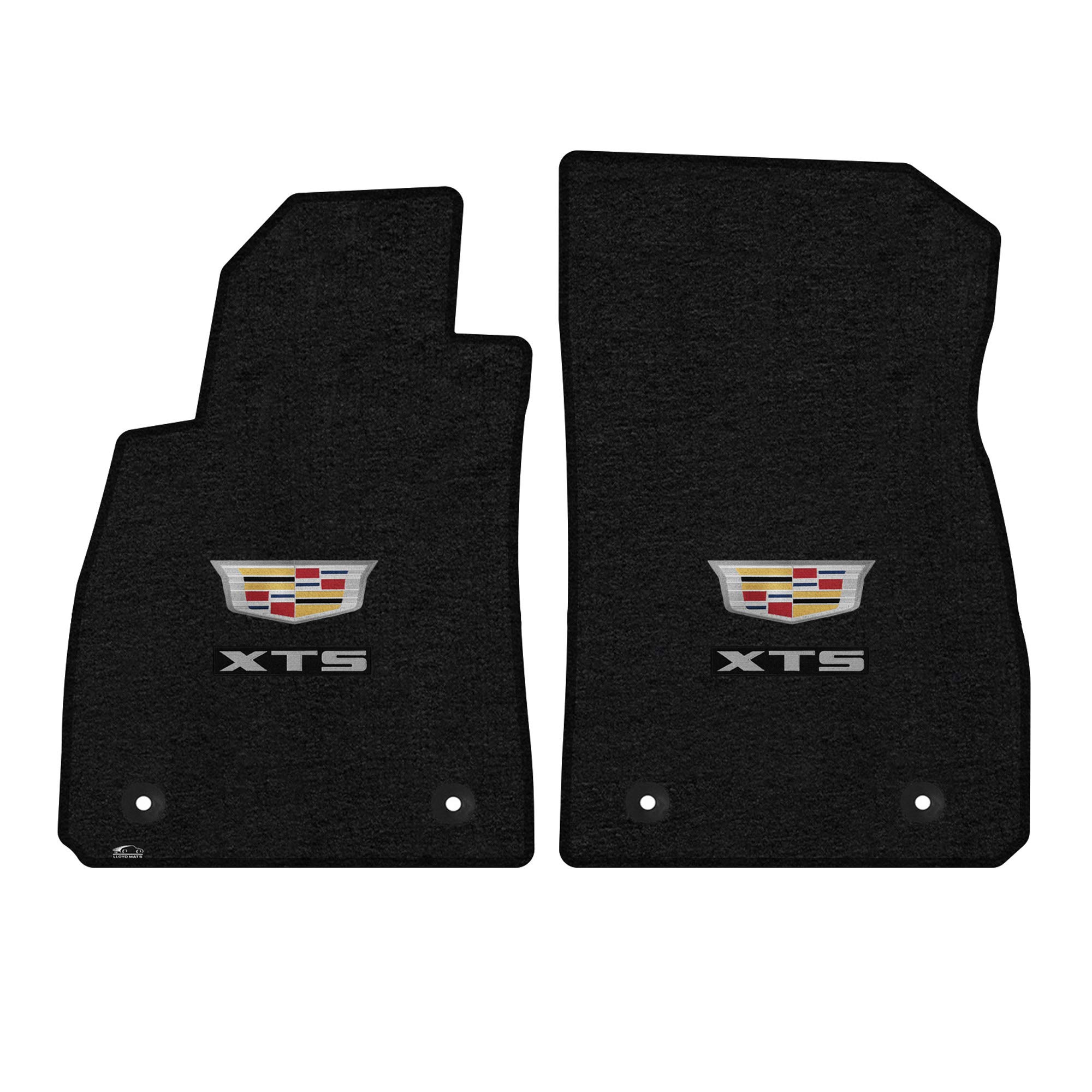 Premium Custom-Fit Carpeted Floor Mats for Cadillac XTS 2017-2019 - Luxury Car Floor Liners with Centered Large Emblem (Charcoal, 2-Piece Set) - Perfect for Daily Commuting, Road Trips & Protecting Your Vehicle Interior