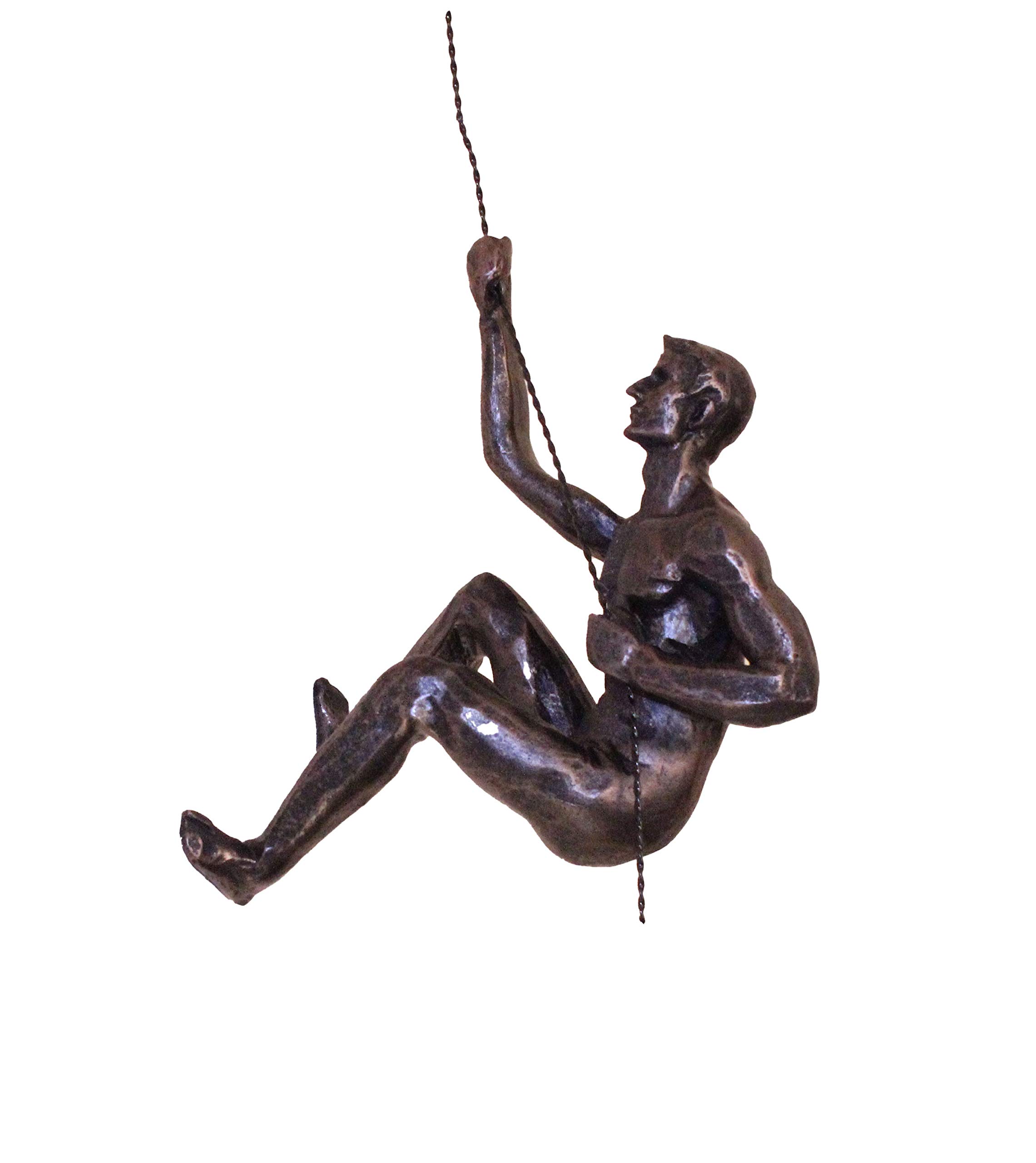 5X Large Bronze Climbing & Abseiling Wall Art Decor - Set of 5 Resin & Metal Bungee Jumping Men Figurines - Perfect for Adventure-Themed Home Decor, Office Display, and Gift for Outdoor Enthusiasts