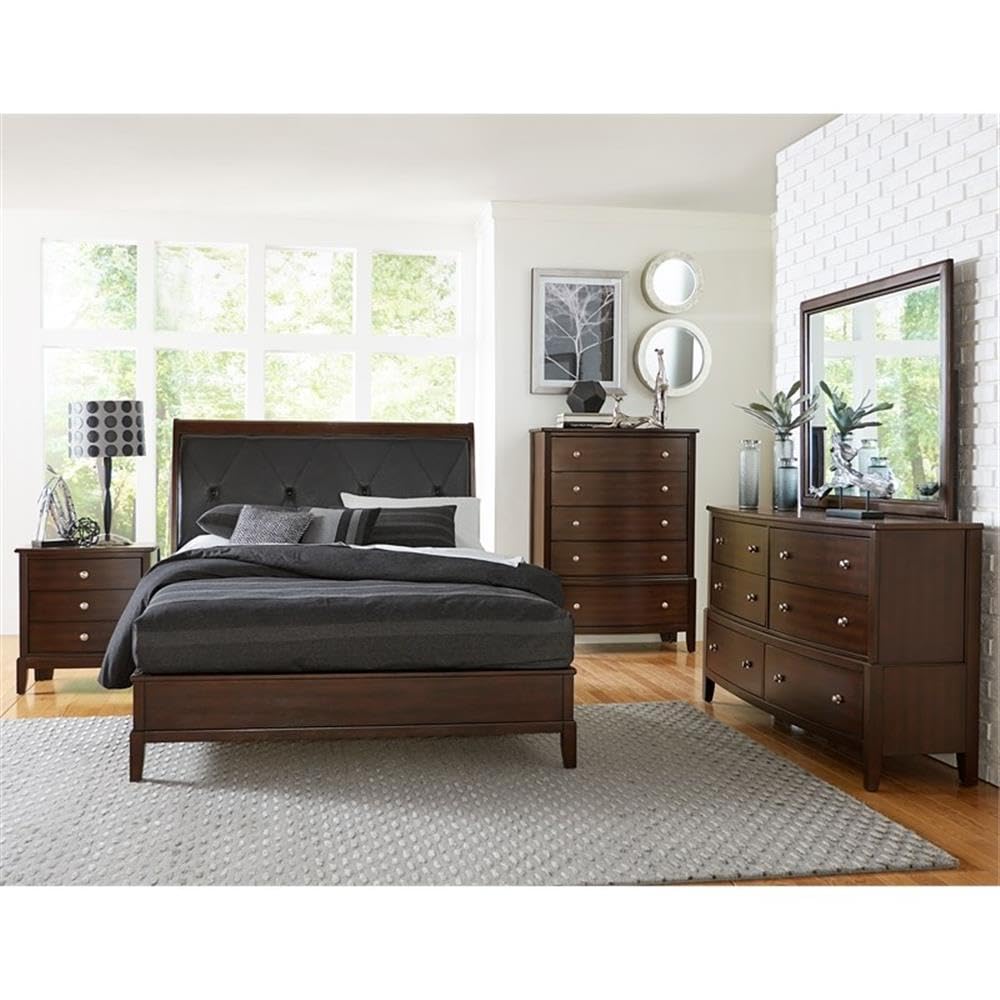 Homelegance Cotterill 3-Drawer Nightstand in Cherry Finish - Stylish Bedside Table for Bedroom with Storage Space - Perfect for Small Spaces, Apartments & Guest Rooms