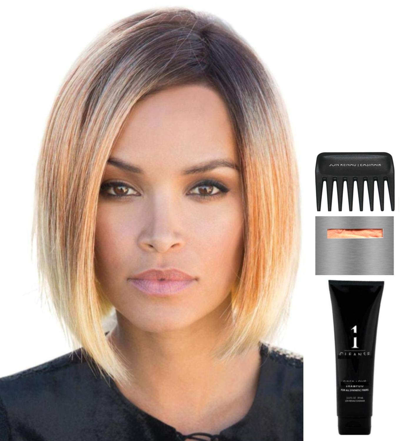 Rene of Paris Kai Synthetic Wig Bundle - 5 Piece Set with Dark Chocolate Wig, Christy's Wigs Q&A Booklet, Travel Size Wig Shampoo, Wig Cap & Wide Tooth Comb | Perfect for Cosplay, Costume Parties & Everyday Wear