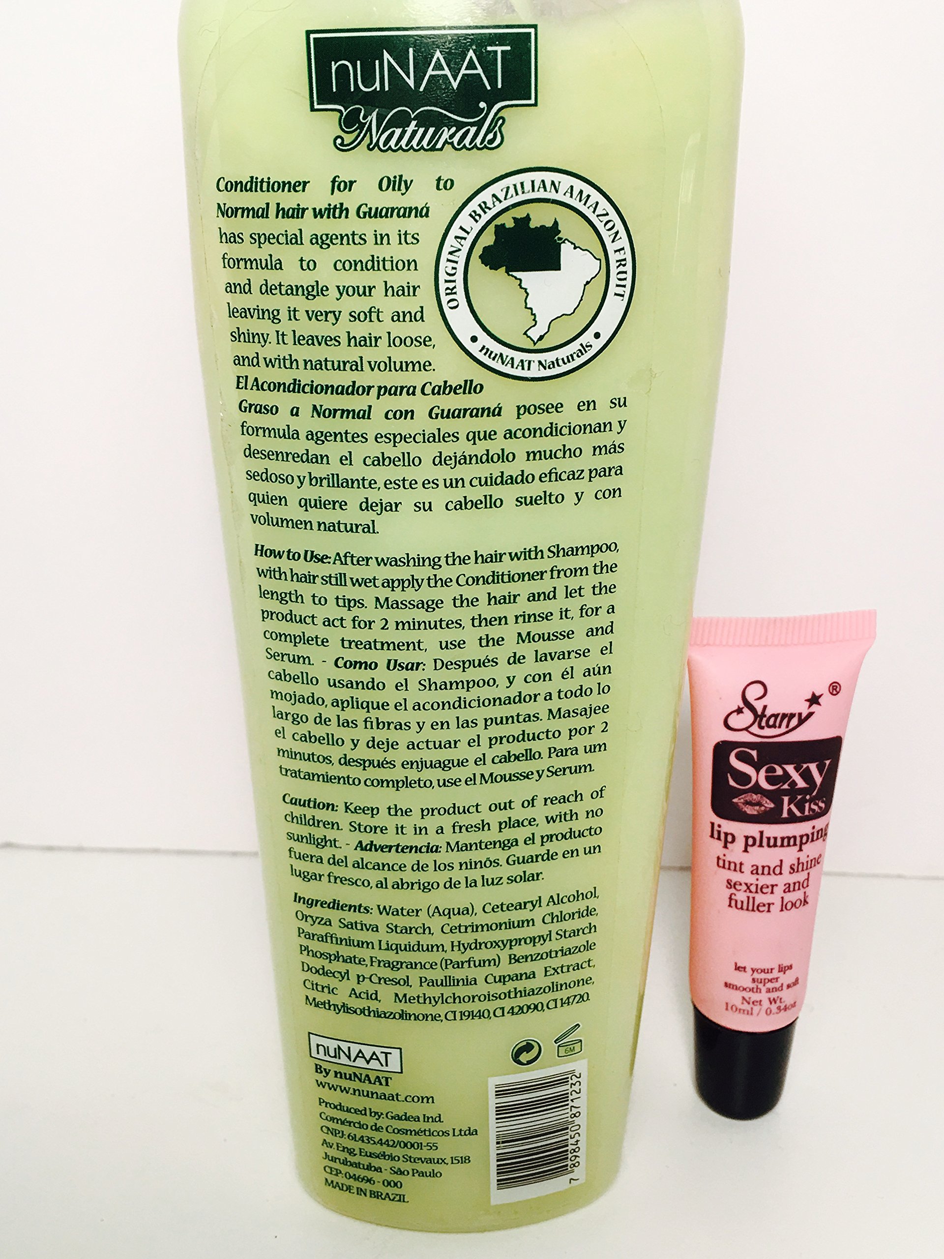 Guarana Hair Conditioner for Oily to Normal Hair - 17.8 Oz with Free Starry Lip Gloss 10ml | Hydrating & Volumizing for Daily Hair Care & Styling