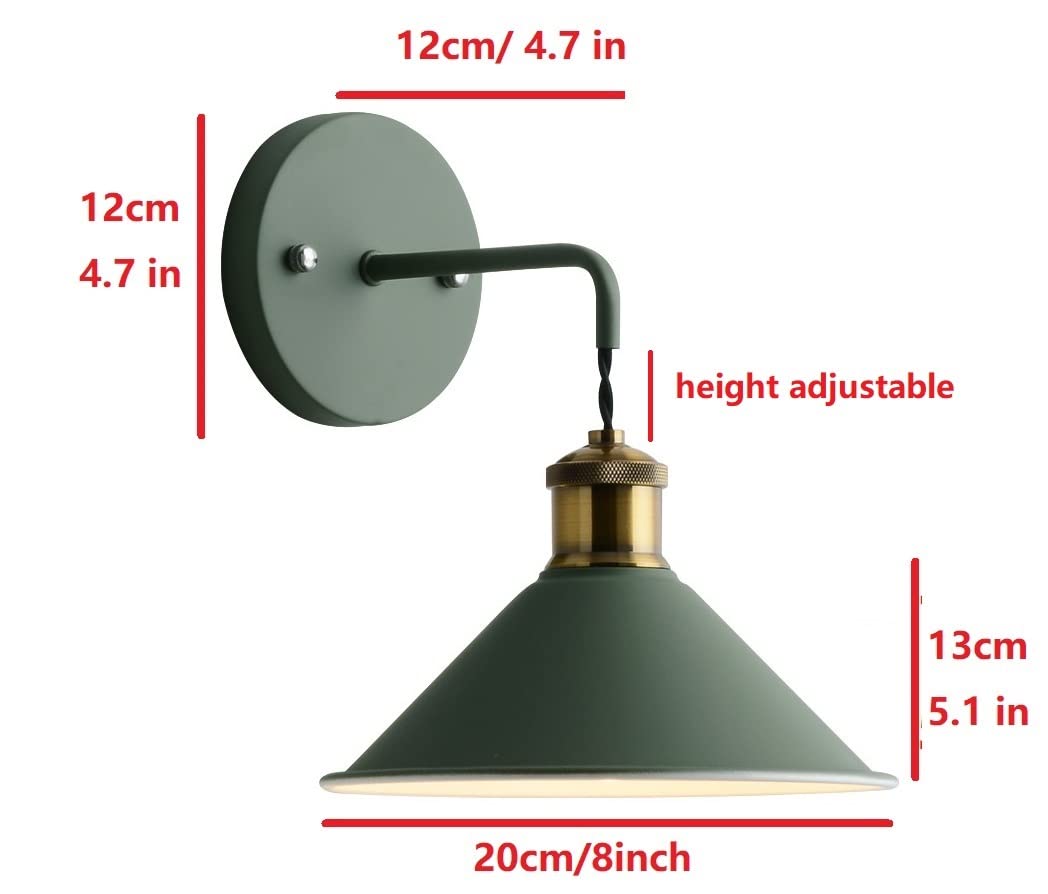 LSR Modern Wall Sconces Lighting - Battery Operated LED Wall Lights with Remote Control (Set of 2) - Dimmable Metal Sconce Fixtures for Bedroom, Living Room & Reading Nook - Indoor Hanging Light Fixtures in Green - Perfect for Ambient Lighting & Space-Saving Decor