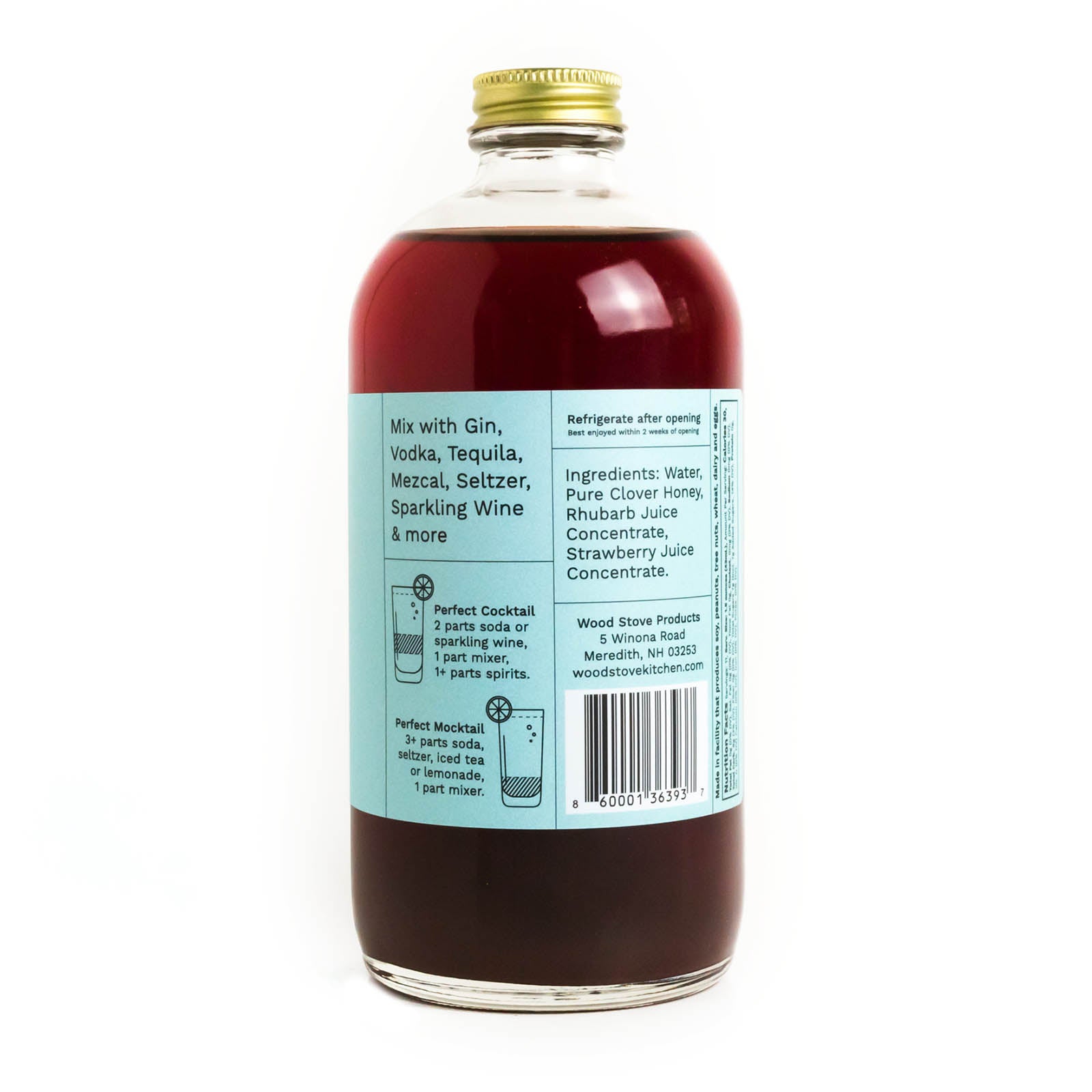 16 oz Strawberry Rhubarb Cocktail Mixer - Perfect for Margaritas, Mocktails & Summer Drinks | 16 Ounce Bottle