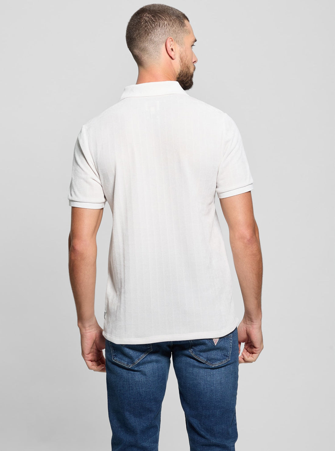 Beige Velour Stripe Polo T-Shirt for Men - Soft & Comfortable Cotton Blend - Casual & Business Wear - Perfect for Office, Golf & Outdoor Activities