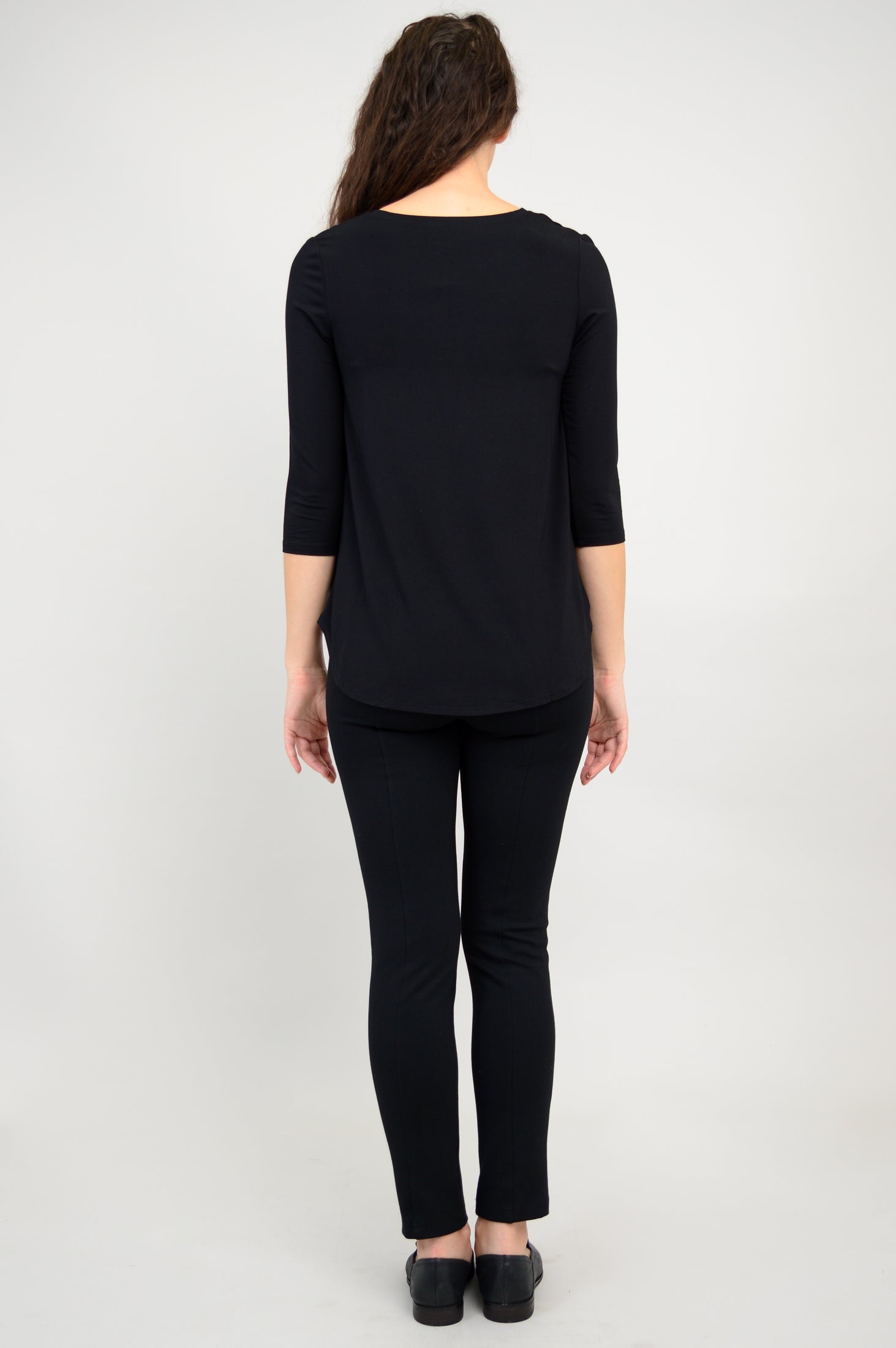 Jazz 3/4 Sleeve Top for Women - Soft Bamboo Fabric Black Shirt - Perfect for Dance, Yoga & Casual Wear