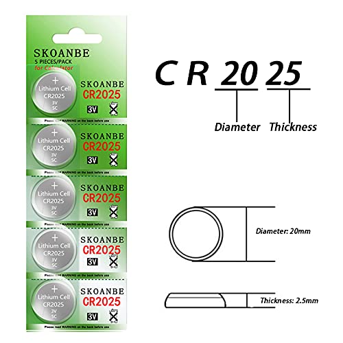 SKOANBE 20-Pack CR2025 3V Lithium Batteries - Long-Lasting Power for Watches, Calculators, Key Fobs & Electronic Devices