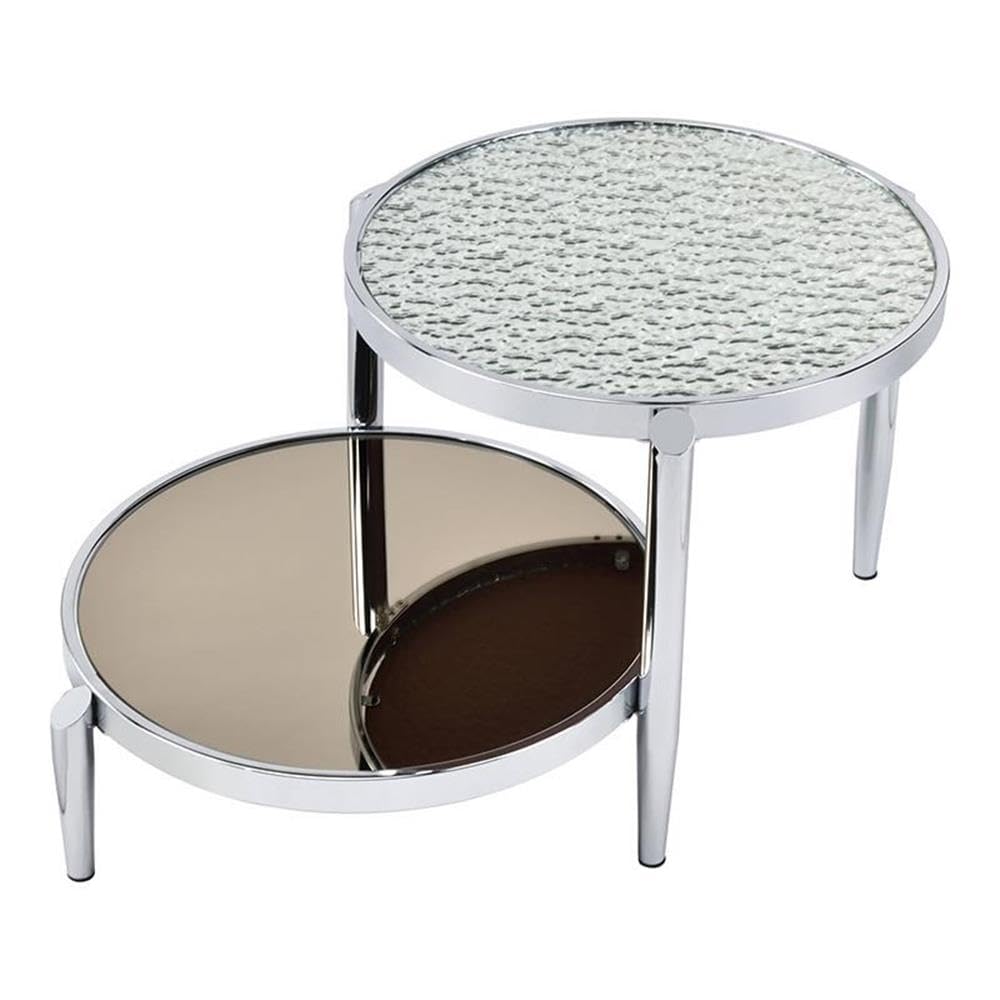 Acme Abbe Modern Glass and Chrome Coffee Table - Stylish Living Room Centerpiece for Home Decor
