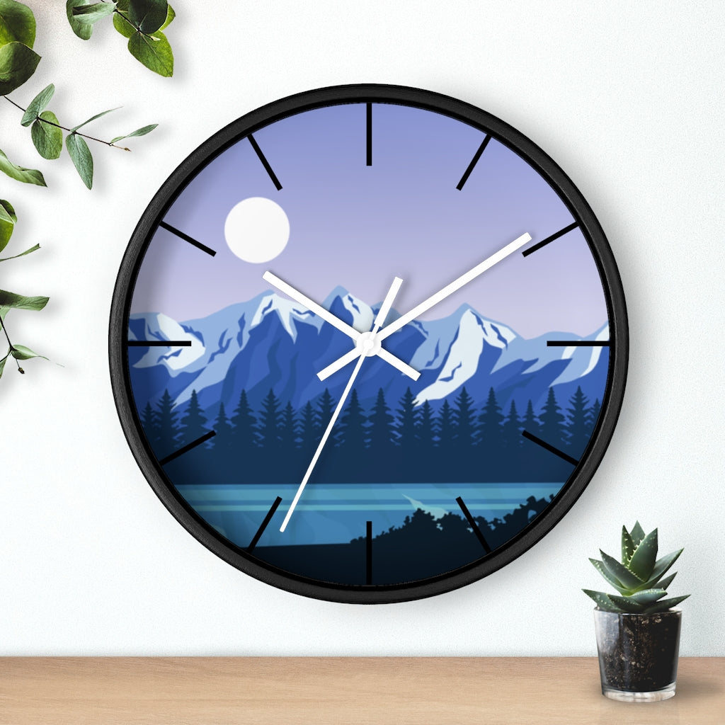 Blue Mountain Wall Clock - Large Silent Non-Ticking Modern Decor for Living Room, Bedroom & Office - Perfect for Home, Office & Gifts