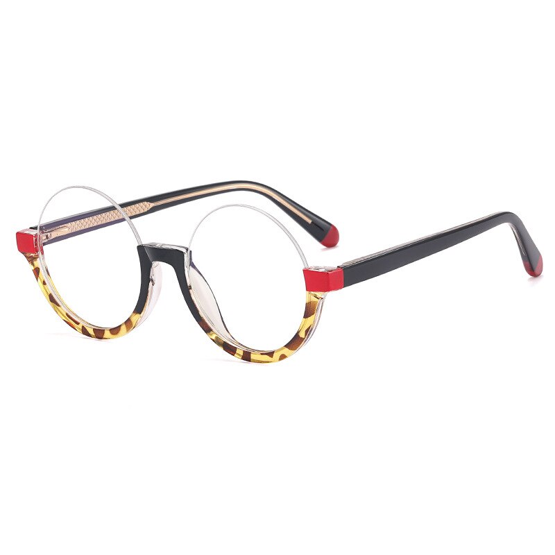 CCspace Unisex Semi-Rimless Round TR90 Titanium Eyeglasses 55611 - Lightweight & Durable Glasses for Work, Reading & Everyday Wear