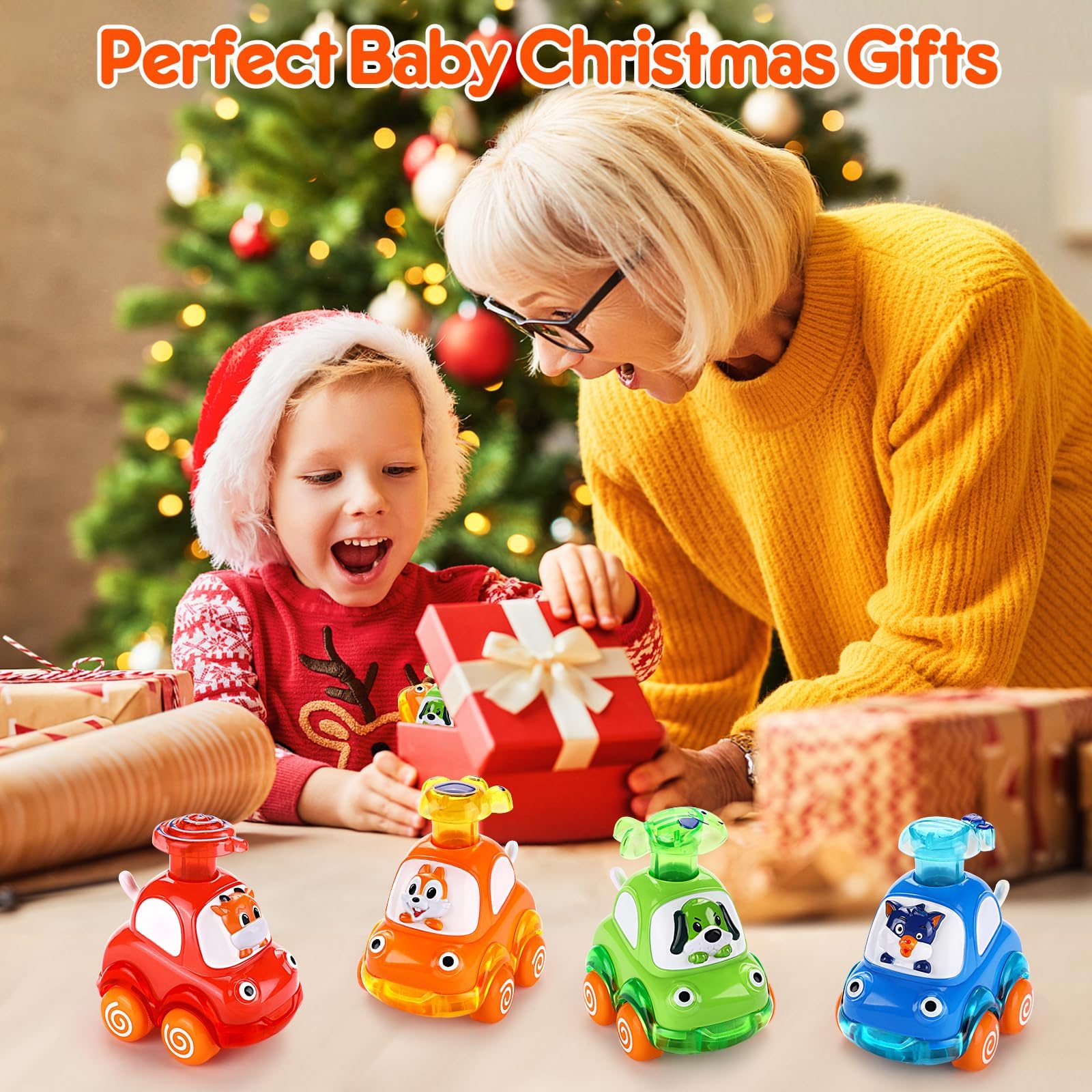 Best Press and Go Toy Cars for 1-3 Year Old Boys & Girls - Toddler Push Cars for 12-18 Months | First Birthday Gifts, Baby Stocking Stuffers | Fun Learning Toys for Indoor & Outdoor Play