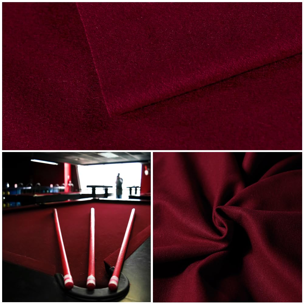 Premium Dark Red Wool Billiard Cloth - Professional Pool Table Felt for 6, 7, 8 & 9 Foot Tables (US9 Size) - Perfect for Home Game Rooms, Bars & Tournament Play