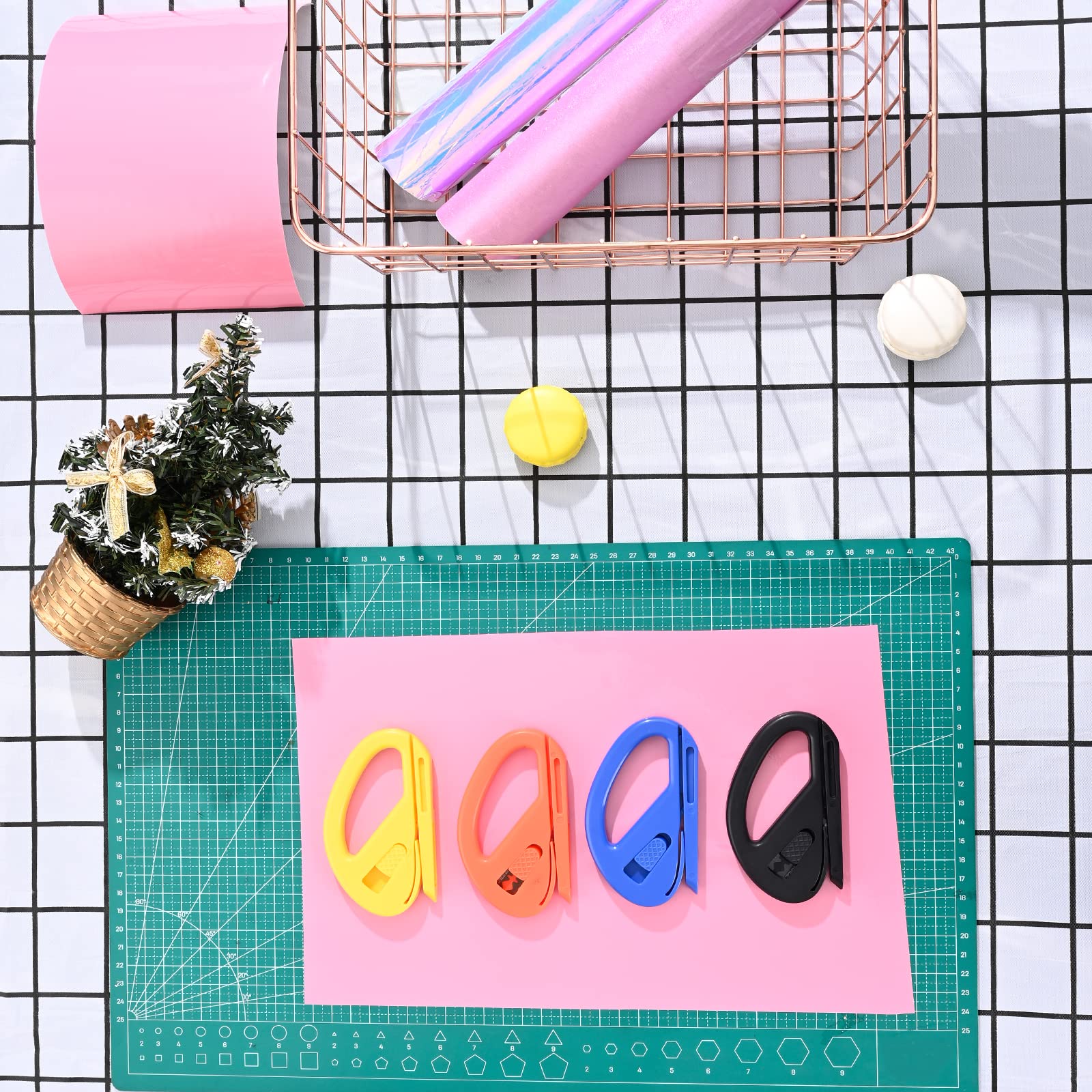 EHDIS Wrapping Paper Cutter - 2 Pack Straight & Smooth Cutting Tool for Christmas, Birthday, Holiday Gifts - Safe Vinyl Film Cutter for Gift Wrapping, Crafts, and DIY Projects