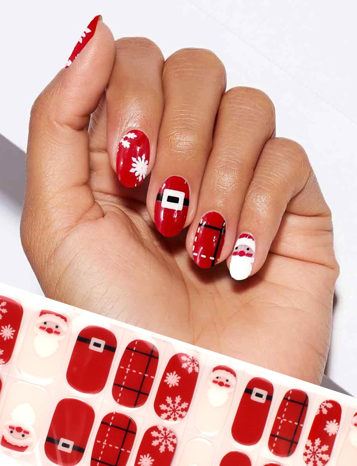 Christmas Snowflakes Gel Nail Polish Stickers - Waterproof Long Lasting Nail Art Wraps with Free UV/LED Nail Lamp for Holiday Manicures, Perfect for Christmas Parties & Winter Nail Designs