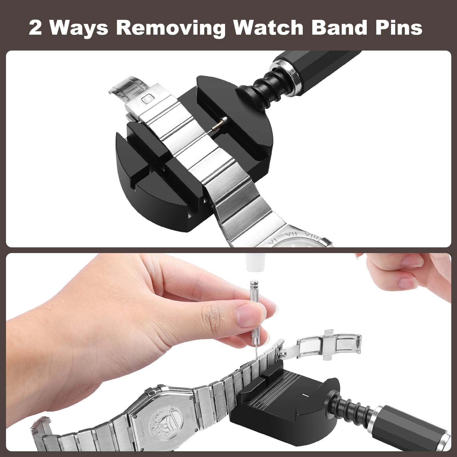 **Professional Watch Link Removal & Adjustment Tool Kit - Watch Band Sizing, Pin Strap Removal, Bracelet Resizing with Pin Punch & Hammer - Perfect for DIY Watch Repair & Maintenance**    *(Ideal for Watch Enthusiasts, Jewelers & DIY Repair at Home or Workshop)*