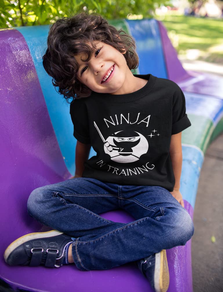 Ninja Training T-Shirt for Kids - Cool Ninja Warrior Graphic Tee for Boys & Girls - Fun Toddler & Children's Novelty Gift - Perfect for Martial Arts Classes, Birthday Parties & Playtime