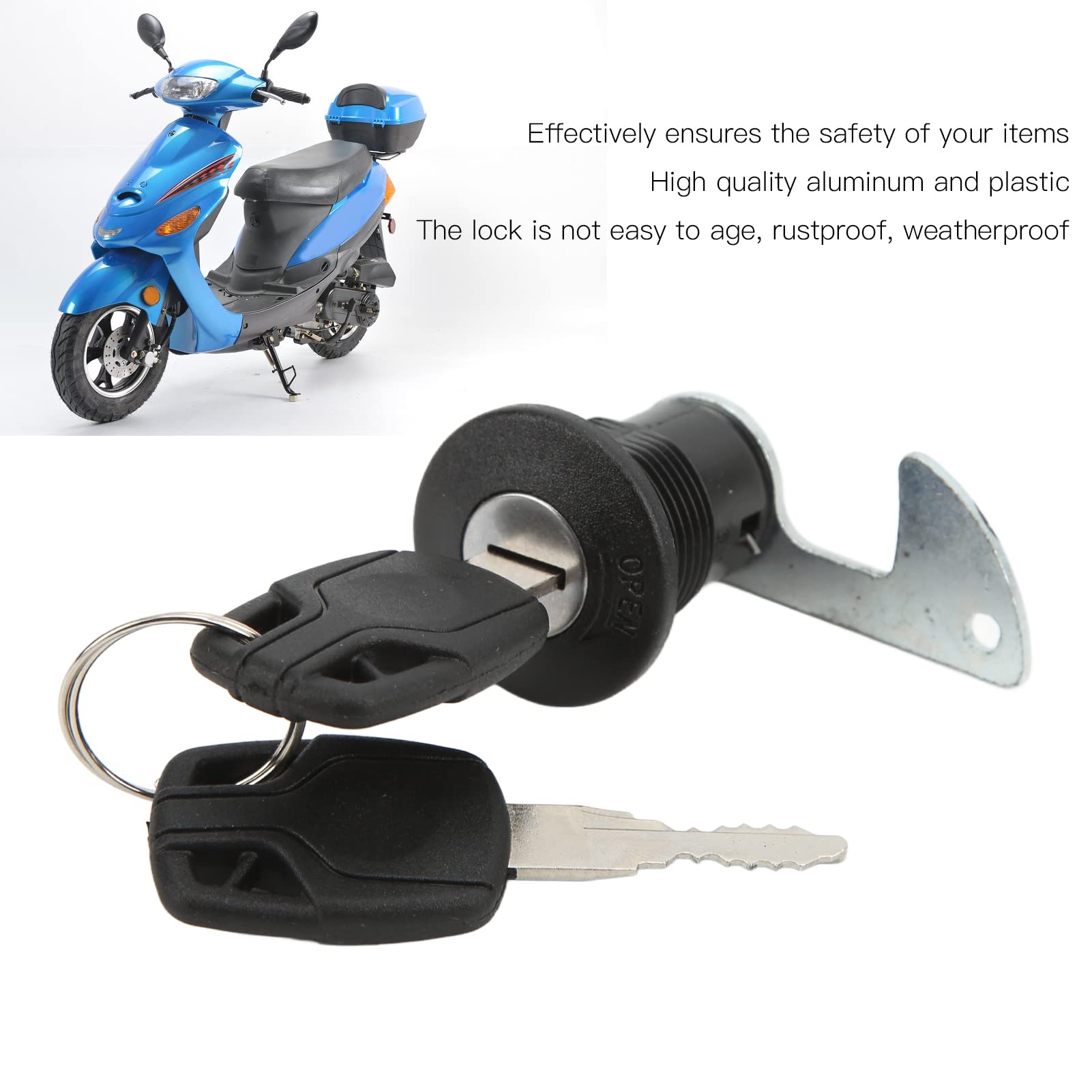 Universal Motorcycle Rear Trunk Lock - Aluminum & Plastic Scooter Tail Lock for Electric Bikes (Short Hook B) - Secure Storage for Commuting, Delivery & Road Trips