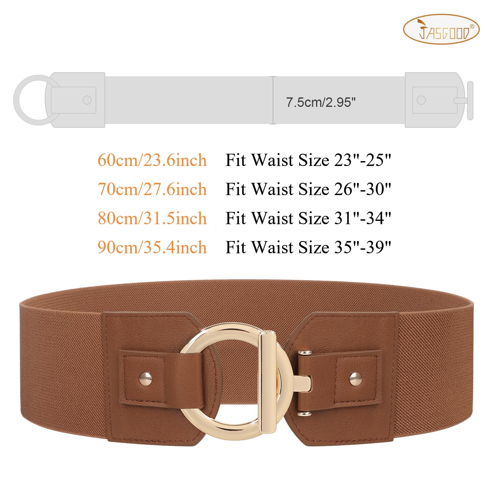 JASGOOR Women's Stretchy Wide Elastic Waist Belt - Fashionable Adjustable Dress Belt for Dresses, Skirts & Pants - Perfect for Office, Party & Casual Wear
