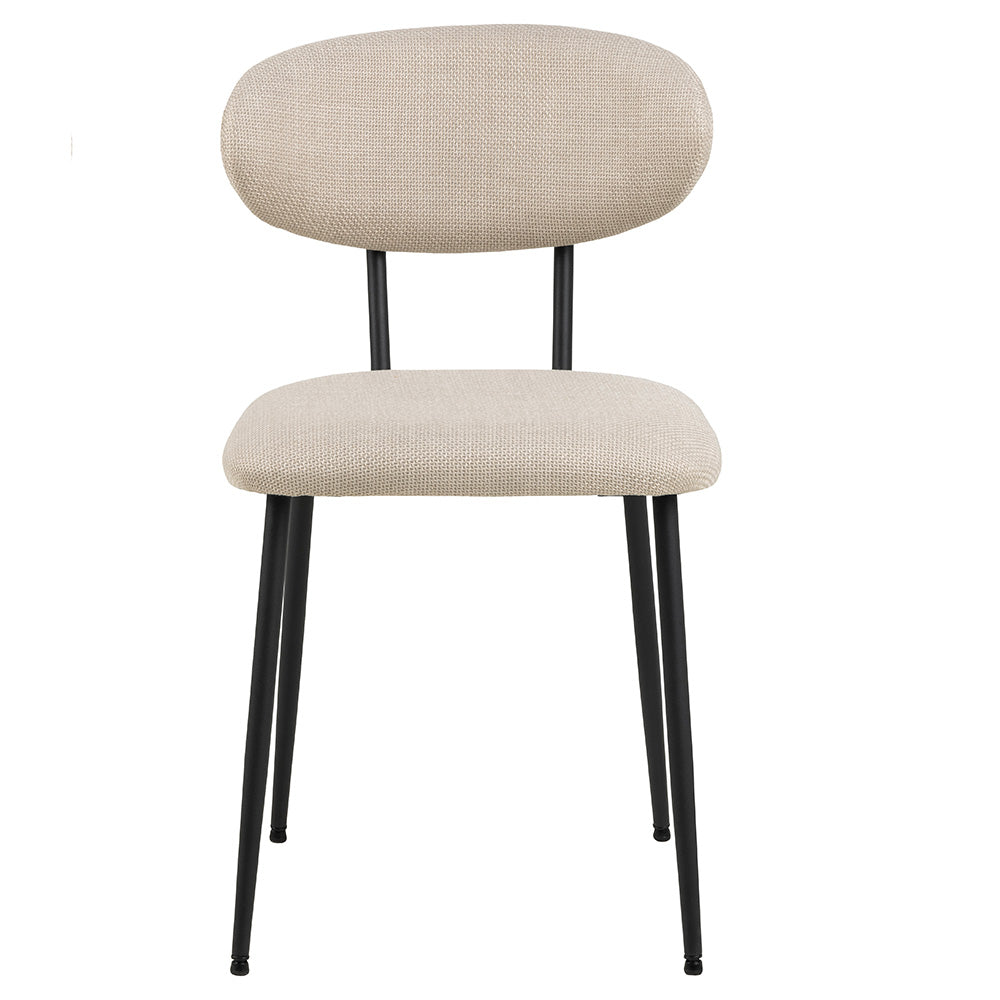 Denise Modern Dining Chair - Beige & Black Upholstered Seat - Sturdy Wooden Legs - Perfect for Kitchen, Dining Room & Office Use
