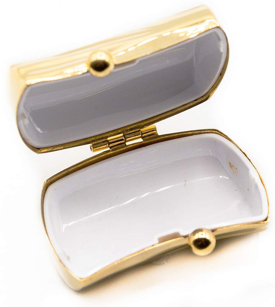 Gold Wave Pattern Purse-Shaped Pocket Pill Box - Portable Travel Medicine Organizer with Large Compartment - Perfect for Daily Medication, Travel Essentials & Vitamin Storage