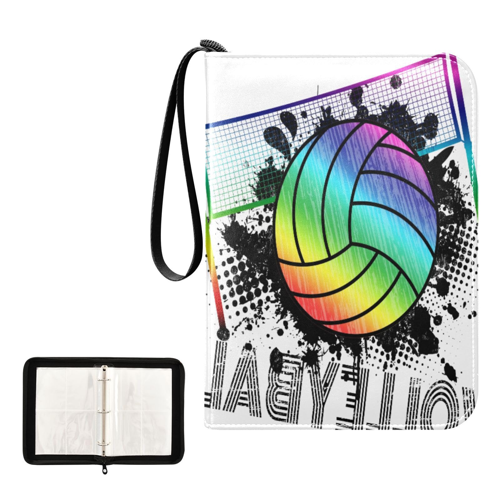 Quteprint 4-Pocket Volleyball Trading Card Binder - Holds 400 Sports Cards with 50 Removable Sleeves | 3-Ring Collector Album for Game Cards, Photos & Memorabilia | Perfect for Organizing, Trading & Displaying Volleyball Collections