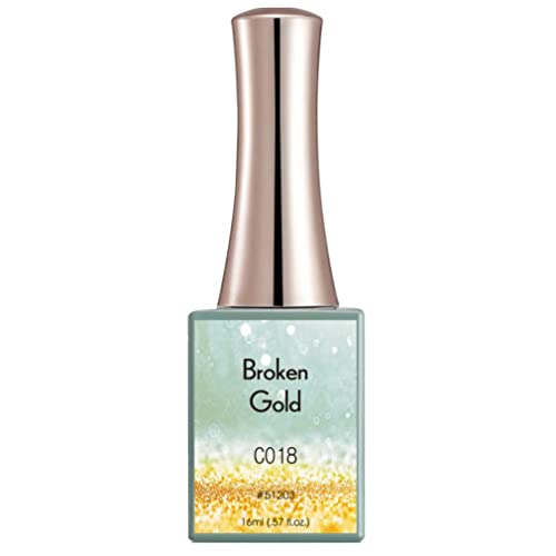 CANNI 16ml Gel Nail Polish - Large Bottle Broken Gold Series, Shining Soak Off UV Gel Varnish, Requires UV/LED Light to Cure (C018) - Perfect for Salon, Home Manicures & Nail Art Designs