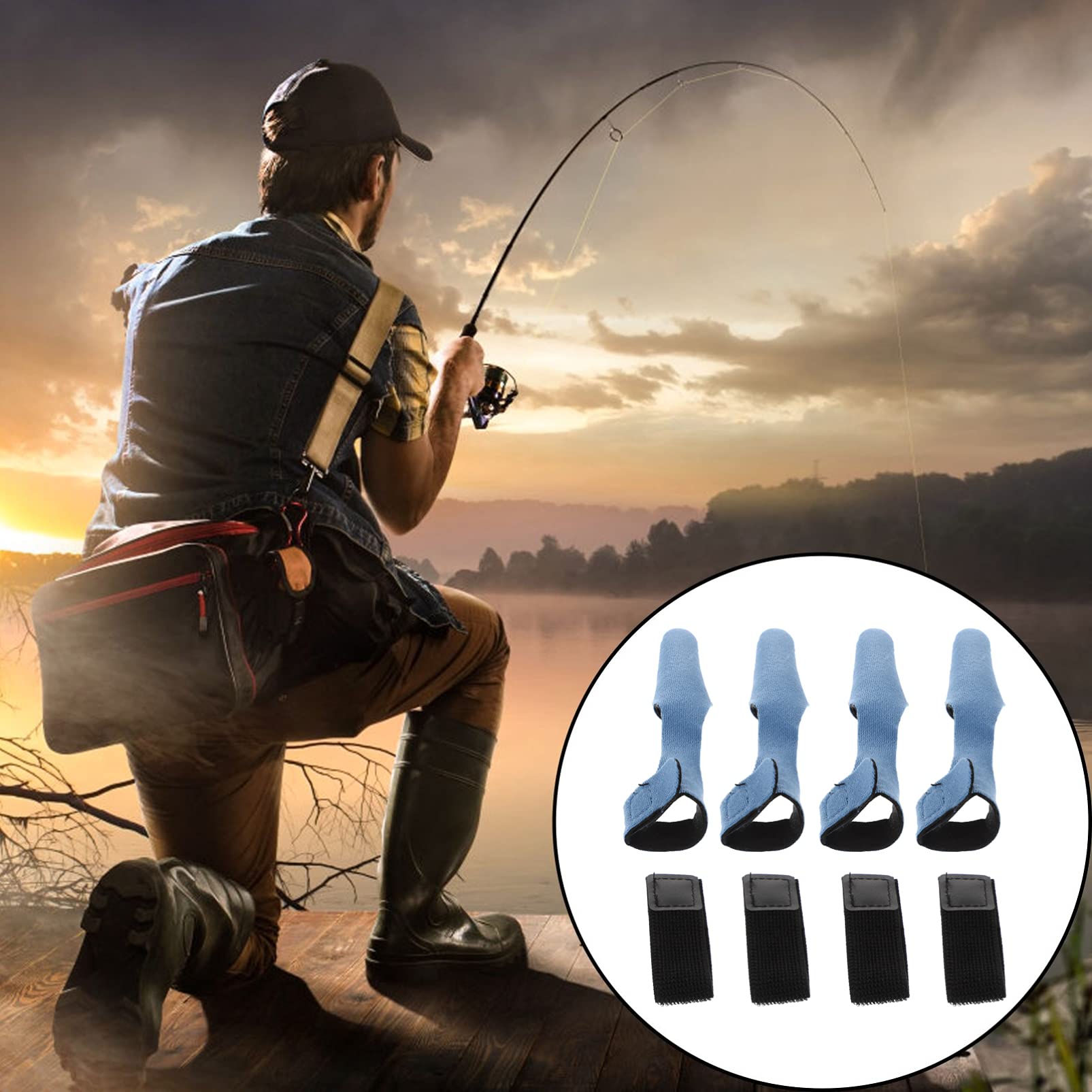 ULTECHNOVO 4-Pack Fishing Rod Sleeve Covers - Durable Cloth Tip Protectors for Baitcasting Rods (Red & Blue) - Ideal for Travel, Storage & Rod Protection During Fishing Trips