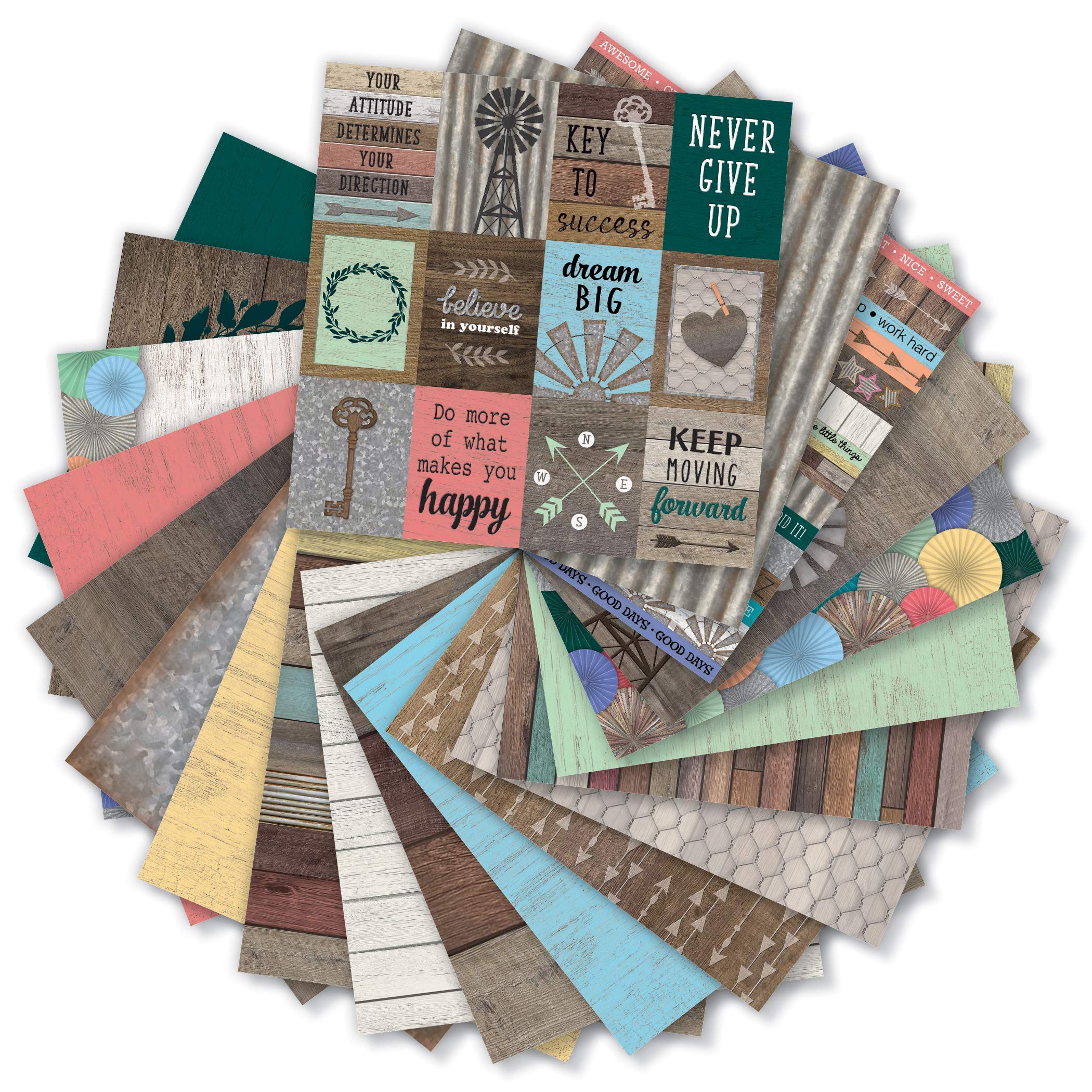 Teacher Created Resources Farmhouse Chic Scrapbook Paper Pad 12x12 Inches - 50 Sheets Acid-Free Decorative Paper for Scrapbooking, Card Making, DIY Crafts (TCR5581) | Perfect for Home Decor, Memory Books & Gift Projects