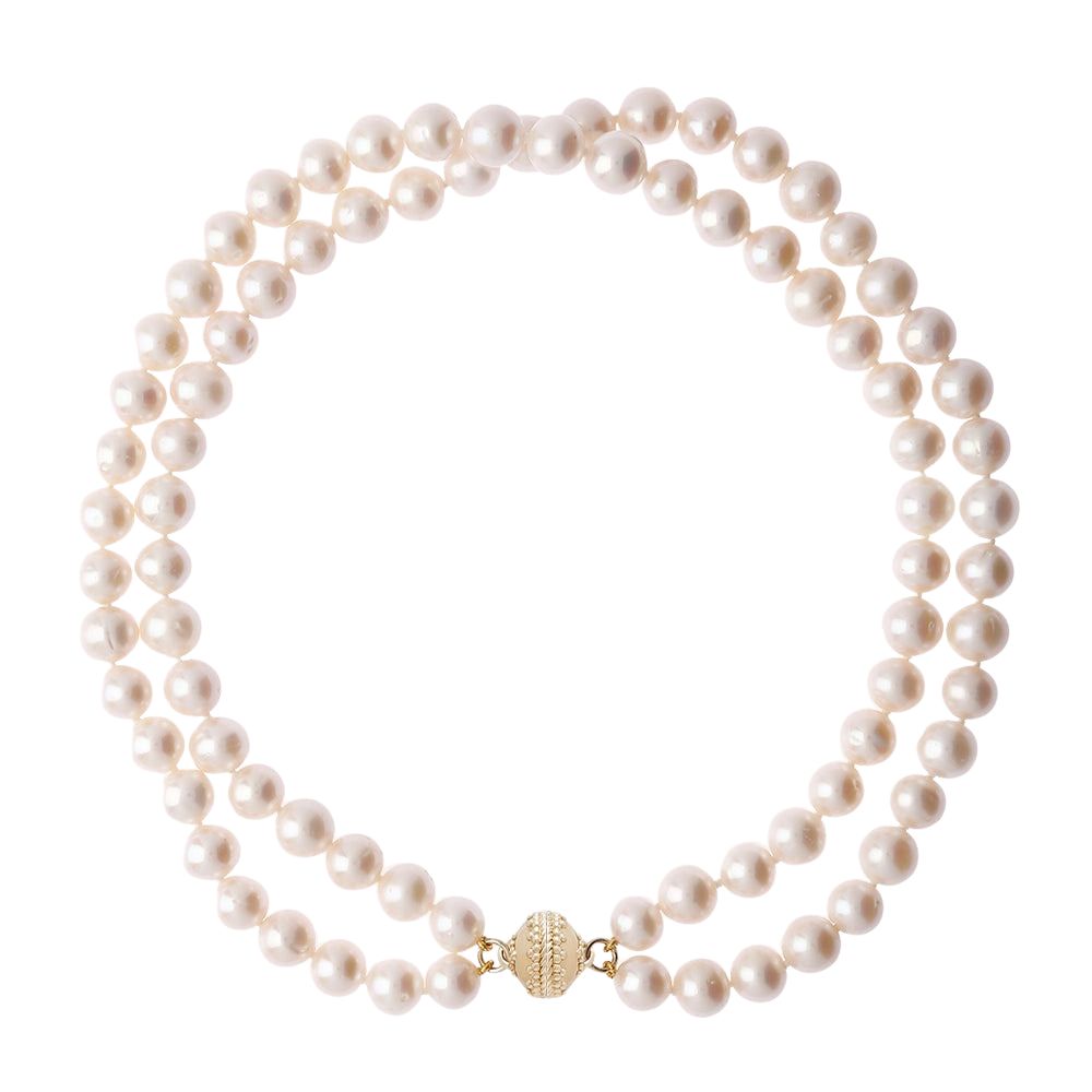 Clara Williams Classic Duet Pearl Double Strand Necklace - Elegant Pearl Jewelry for Women, Perfect for Weddings, Parties & Special Occasions