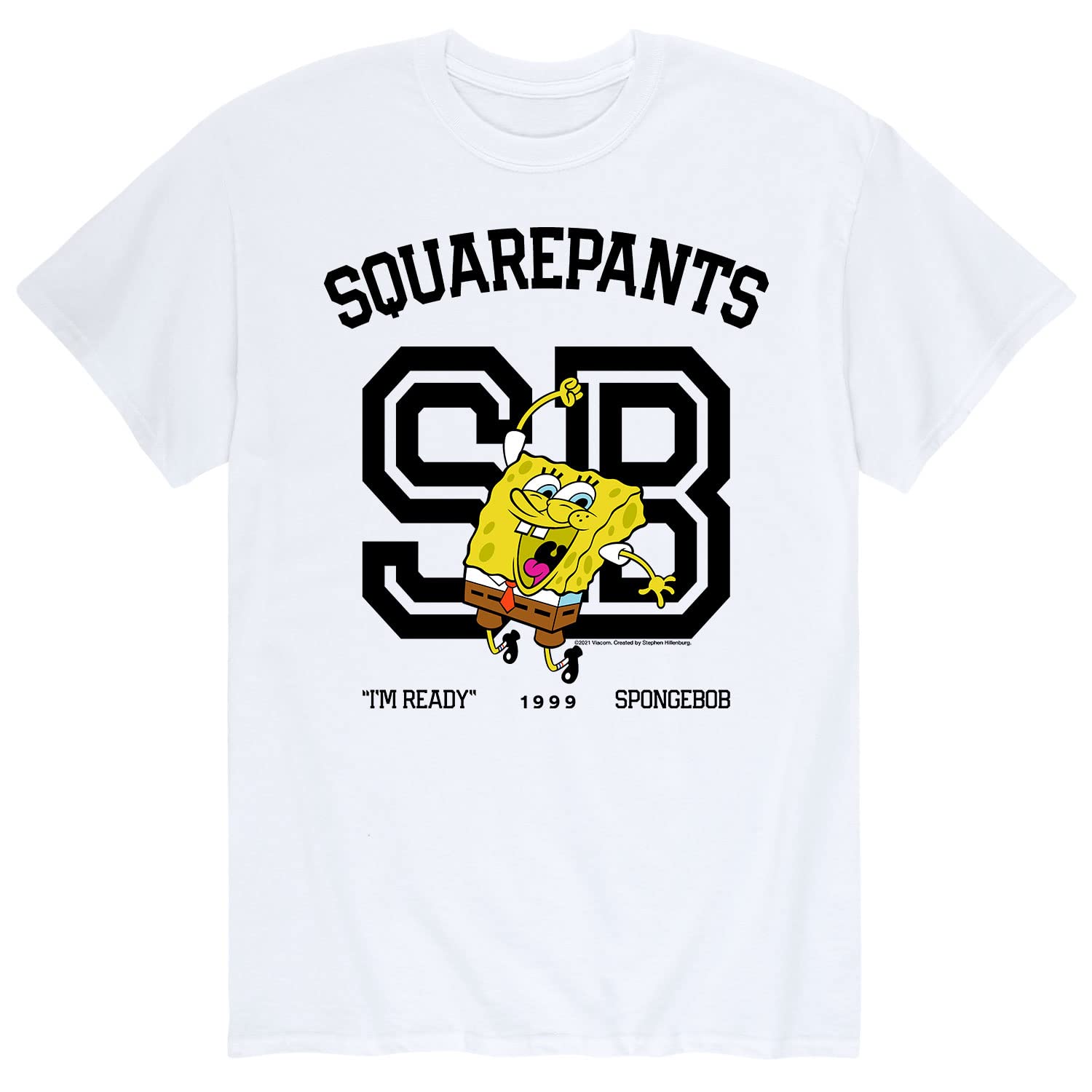 Spongebob Squarepants 'I'm Ready' Men's Graphic T-Shirt - Soft Cotton Short Sleeve Tee for Casual Wear & Cartoon Fans | Perfect for Everyday Outfits, Cosplay & Gifts