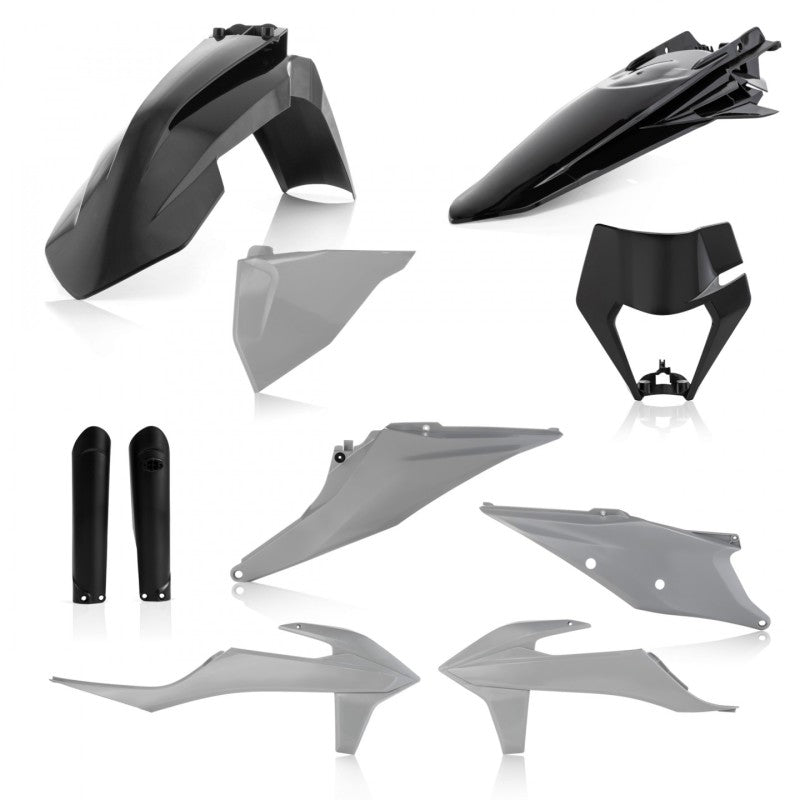 Acerbis Full Plastic Kit for 20-23 KTM 150 500 XCF-W XC-W TPI EXC EXC-F - Gray/Black - Motorcycle Body Replacement Parts for Off-Road & Trail Riding