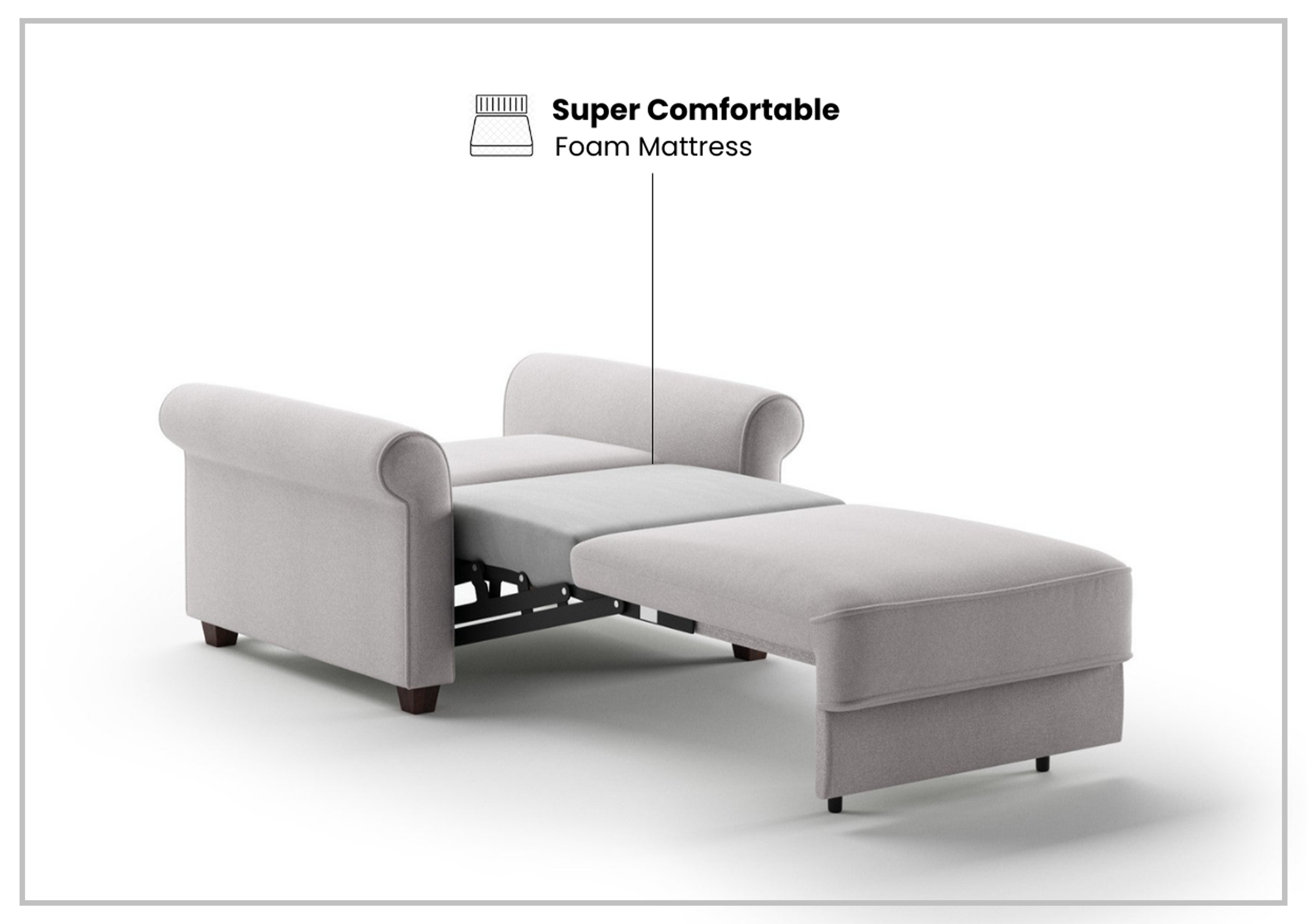 Luonto Casey Fabric Convertible Sofa Sleeper with Walnut Legs - Perfect for Small Spaces, Guest Rooms & Apartments