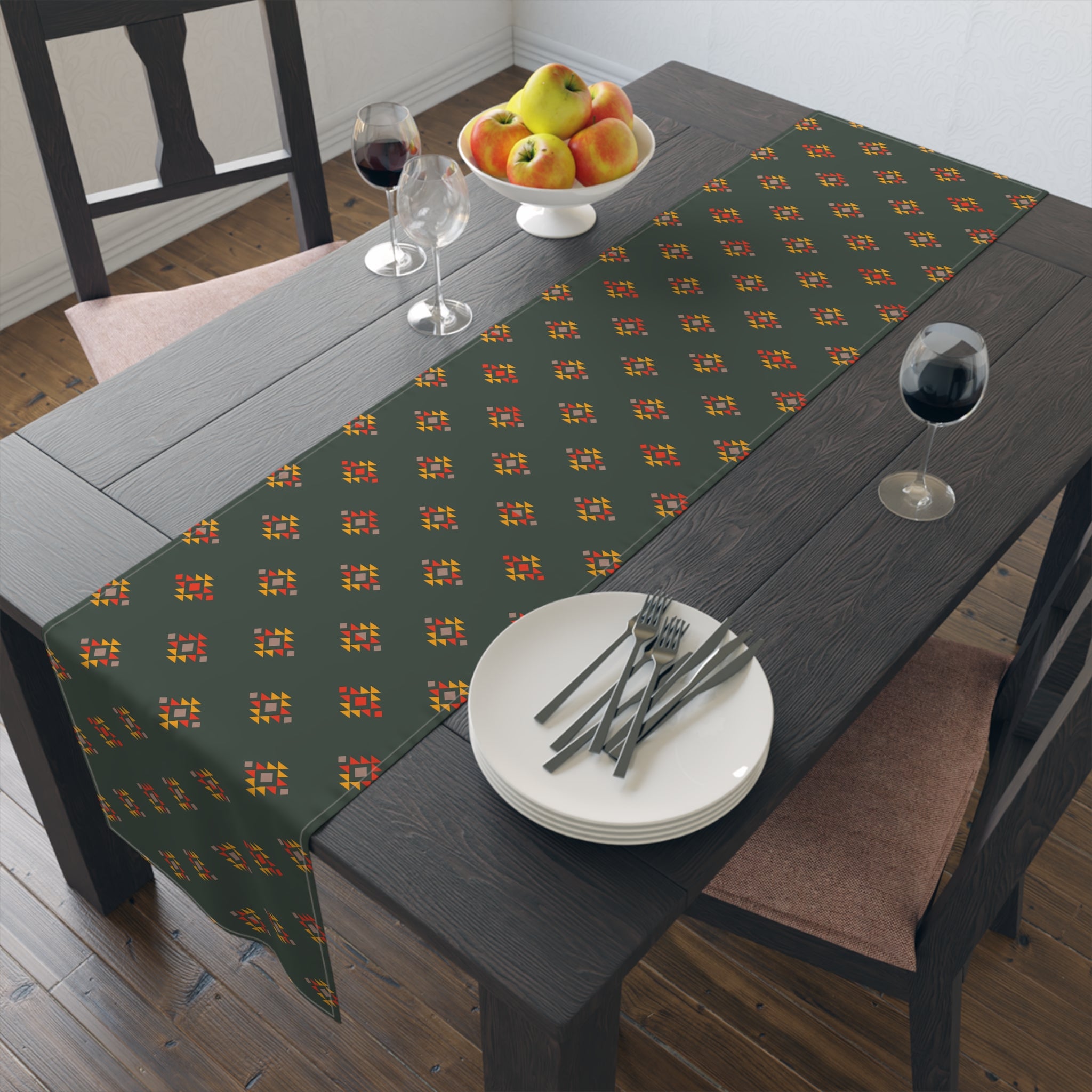 Southwestern Alpine Ridge Print Table Runner - Cotton or Polyester Table Decor for Dining Room, Kitchen, and Holiday Parties - Perfect for Farmhouse, Rustic, and Boho Home Decor