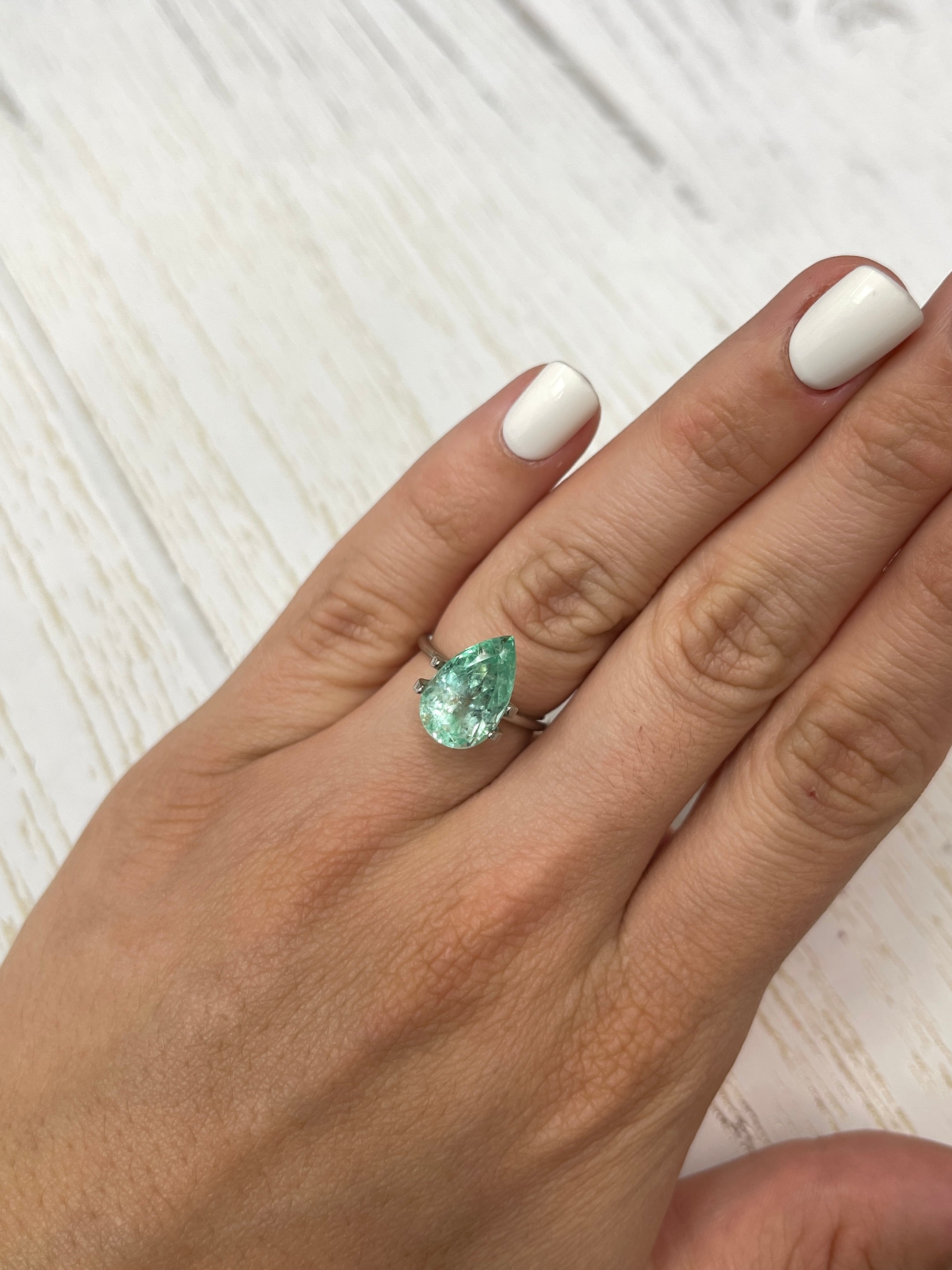 5.57 Carat Natural Colombian Emerald Pear Cut Loose Gemstone - Radiant Light Green for Jewelry Making & Engagement Rings