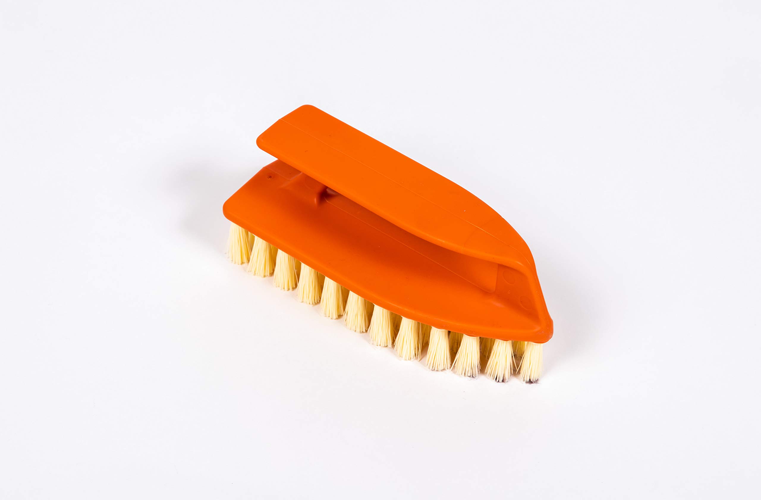 Safety Orange Hand-Held Scrub Brush - Heavy Duty Cleaning Brush (Pack of 6) - Perfect for Kitchen, Bathroom, Garage & Outdoor Cleaning
