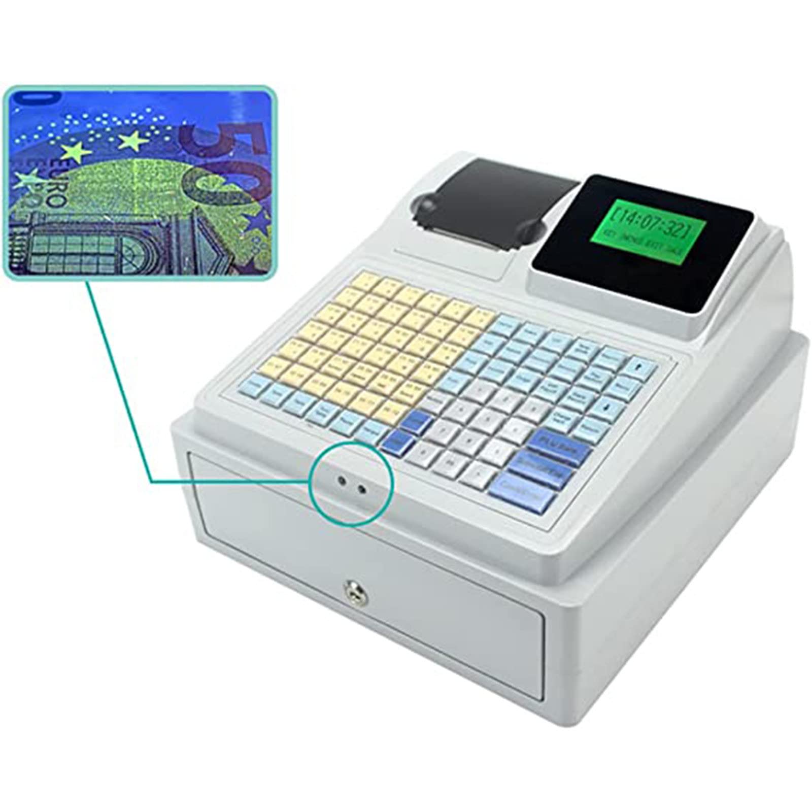 Electronic Cash Register with Receipt Printer & Cash Drawer - 81-Key POS System with Member Management for Retail Stores, Supermarkets & Convenience Shops - Perfect for Checkout Counters & Small Business Transactions
