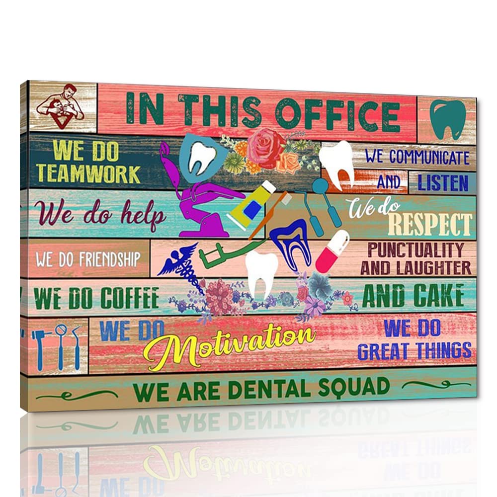 Colorful Graffiti Motivational Canvas Wall Art - Inspirational Framed Office Decor for Dental Clinics (36