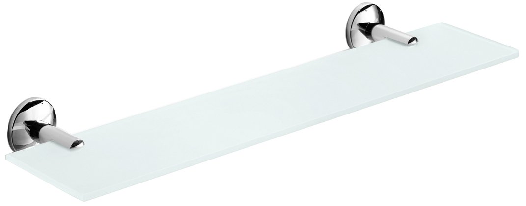 Polished Chrome Frosted Noanta Collection Bathroom Shelf with Safety Glass, 23.3