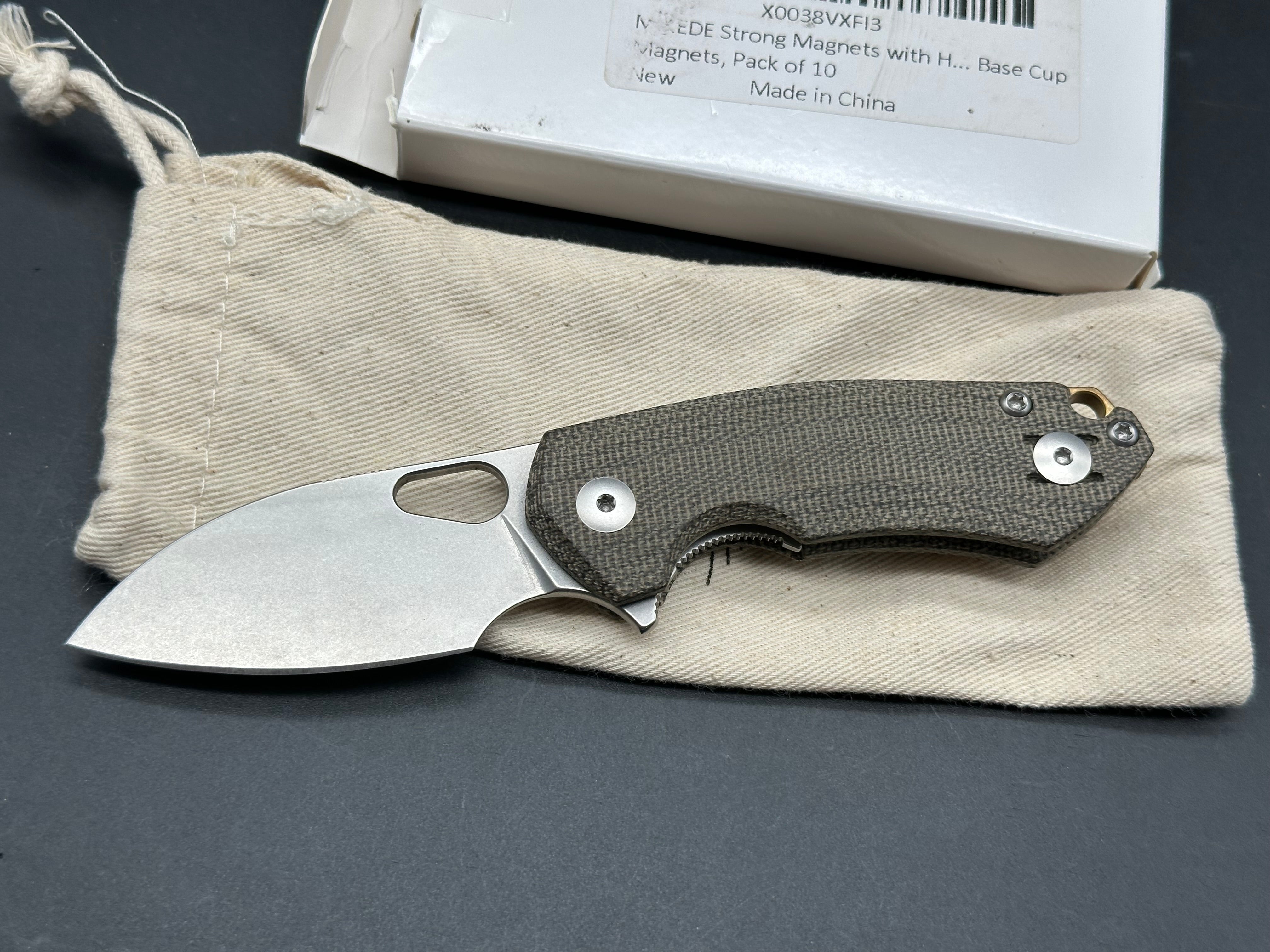 Giantmouse ACE RIV Folding Knife - Micarta Handle, MagnaCut Steel Blade - EDC, Outdoor, Camping, Survival Gear
