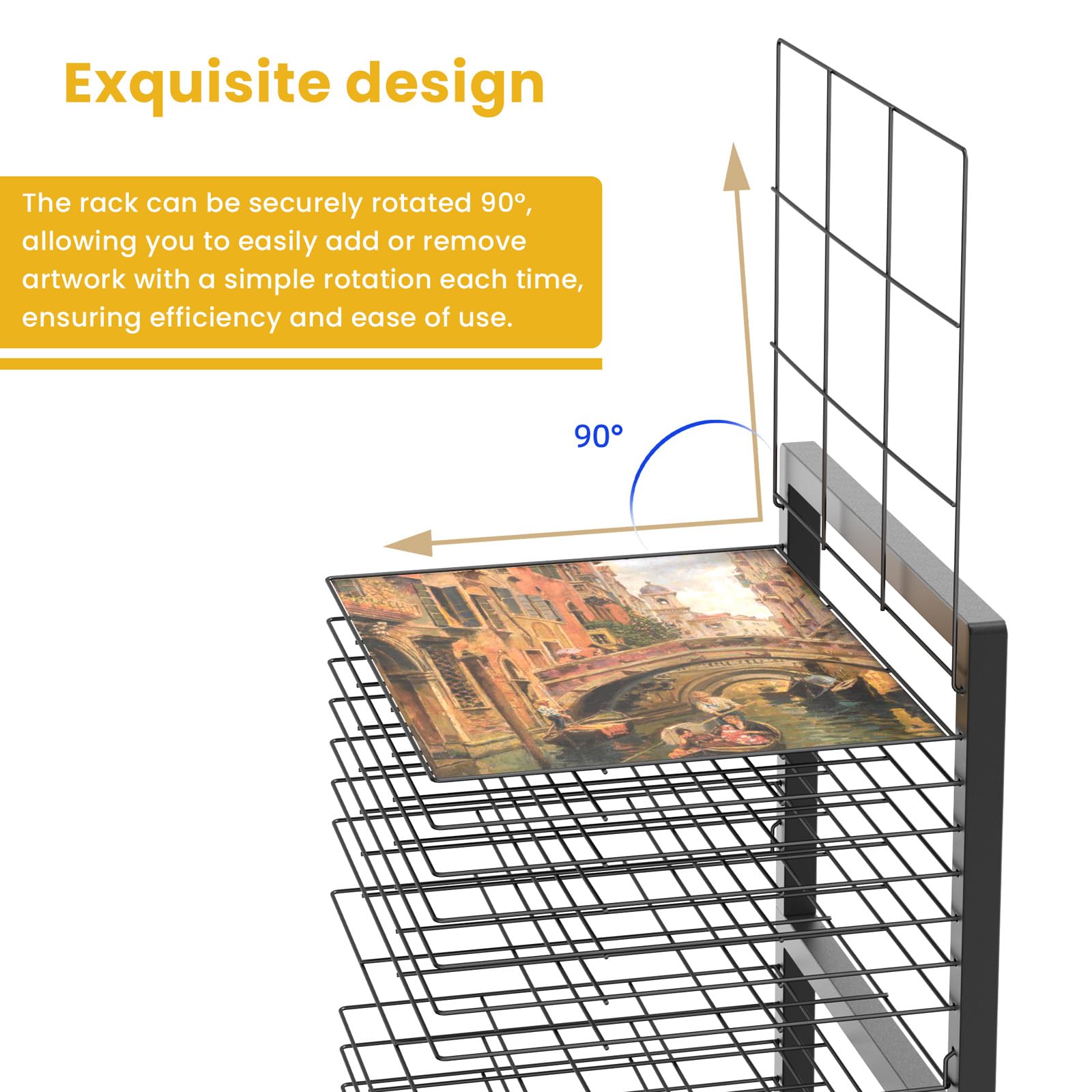 GARVIN 36-Shelf Metal Art Drying Rack with Removable Shelves | Heavy-Duty Rolling Cart for Classroom, Studio & Home | Space-Saving Paper Storage Organizer (13.75