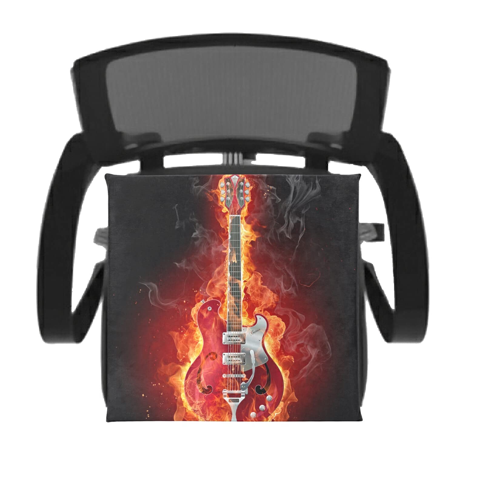 Emelivor Flame Guitar Design Memory Foam Seat Cushion - Washable Chair Pad for Dining, Kitchen & Office Chairs - Comfortable Support for Home & Work