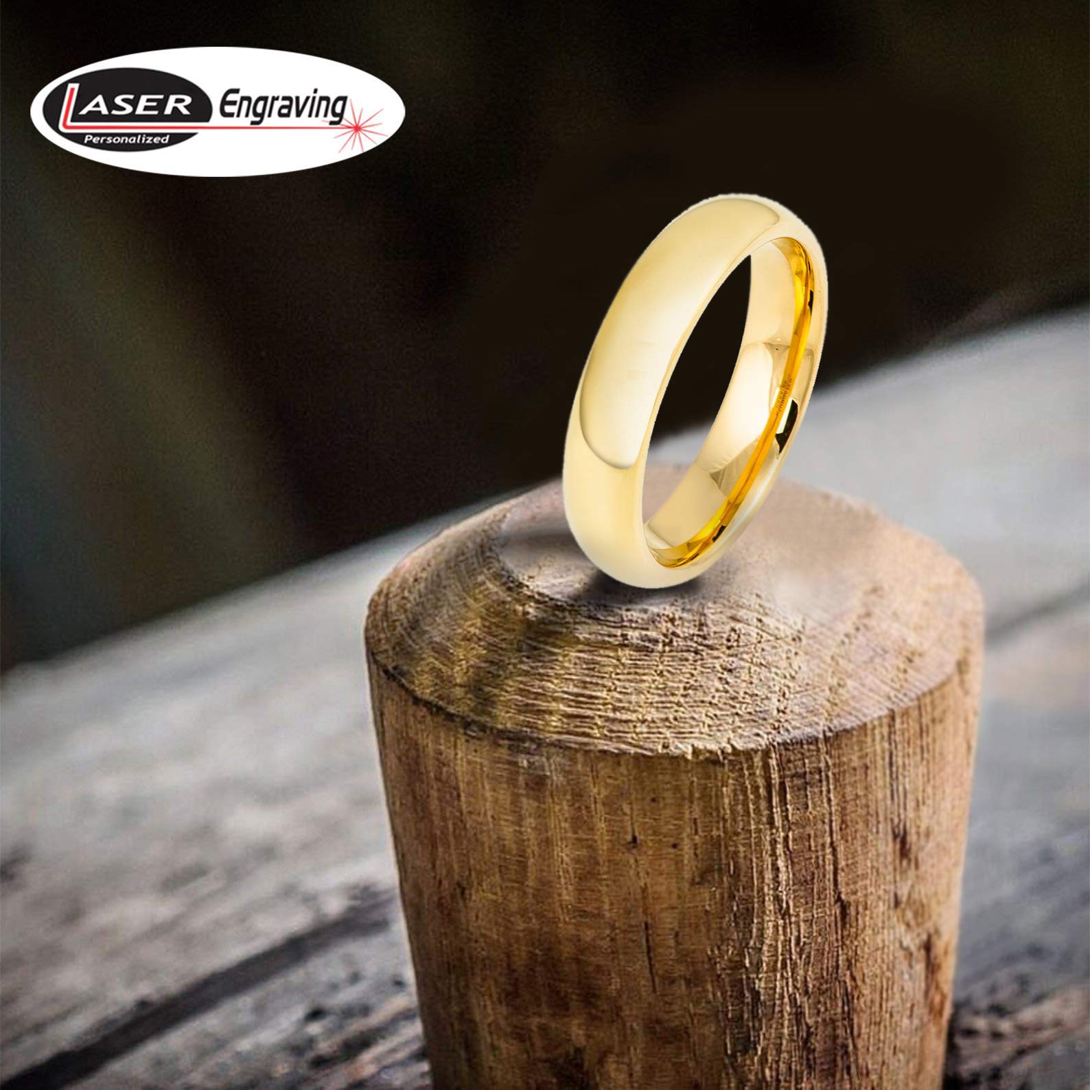 Personalized Tungsten Wedding Rings for Couples - Laser Engraved Gold-Plated Bands for Men & Women - Perfect Anniversary Gifts