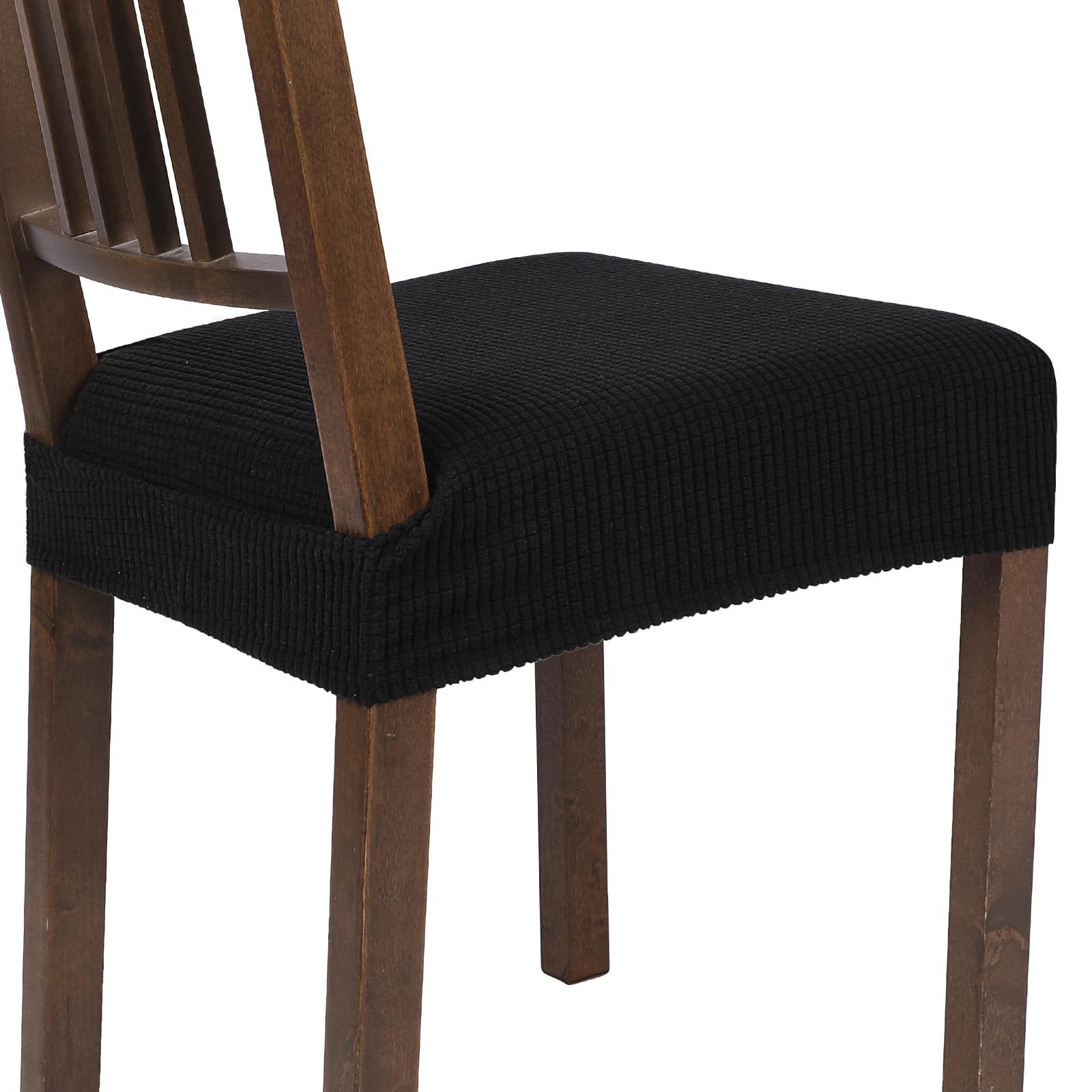 NIBESSER 4-Pack Stretchable Dining Chair Covers - Soft, Washable & Removable Slipcovers for Kitchen & Dining Room Chairs, Armless Seat Protectors (Black Jacquard, Rear-Covered) - Perfect for Home Decor, Parties & Daily Use