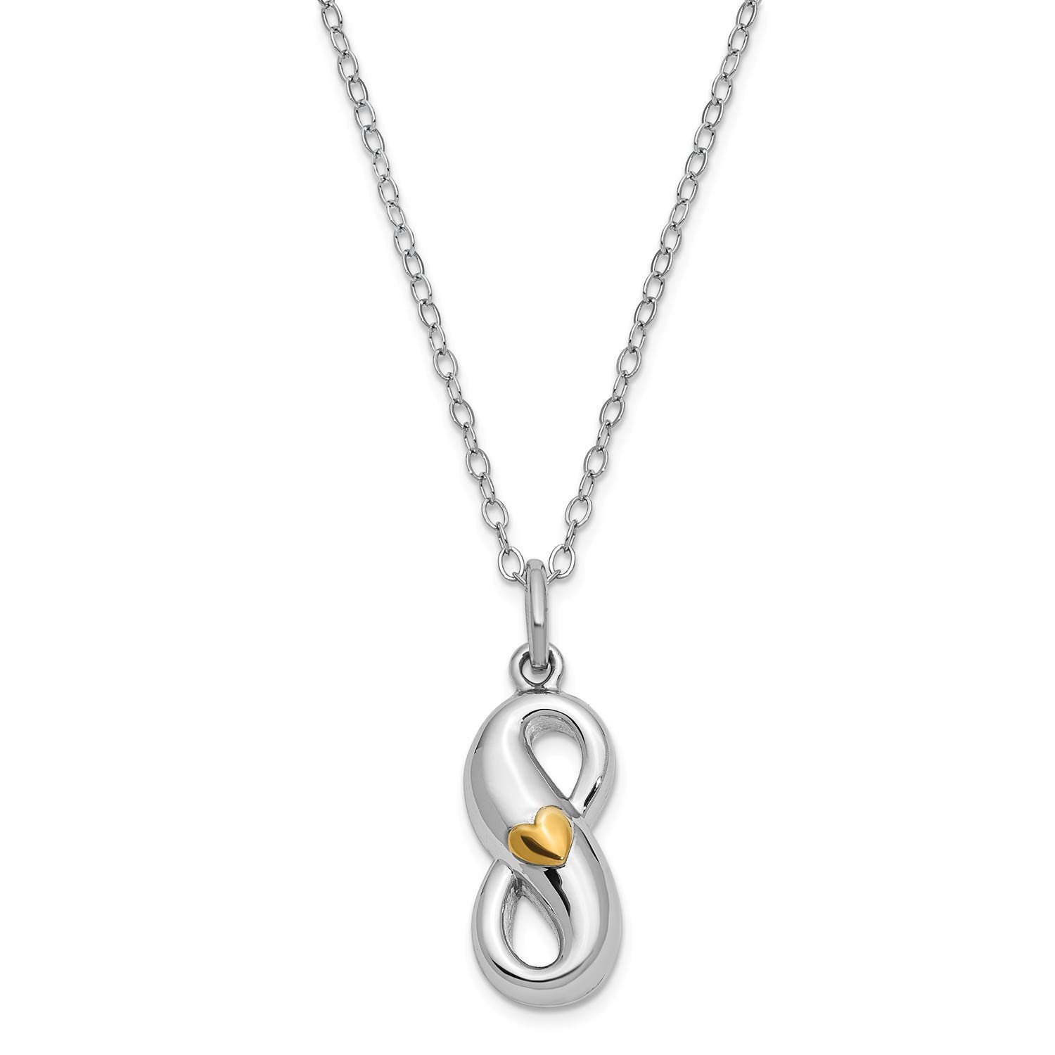 Rhodium-Plated Sterling Silver Gold-Tone Infinite Love Ash Holder Pendant Necklace for Women - 18