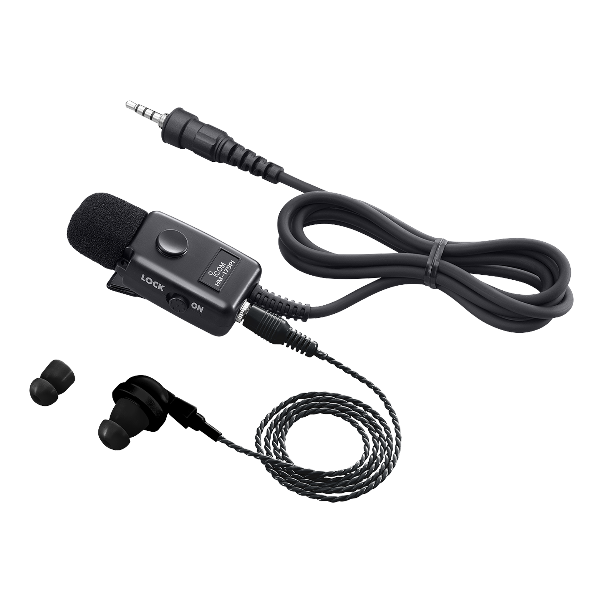Icom HM179PI Earphone Speaker Microphone for IP110H - Hands-Free Communication Headset for Two-Way Radios | Perfect for Security, Construction & Outdoor Activities