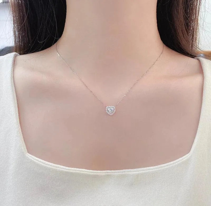 18K White Gold Heart Pendant Necklace with Real Natural Diamond - Romantic Engagement Jewelry for Women - Perfect for Anniversaries, Proposals & Special Occasions