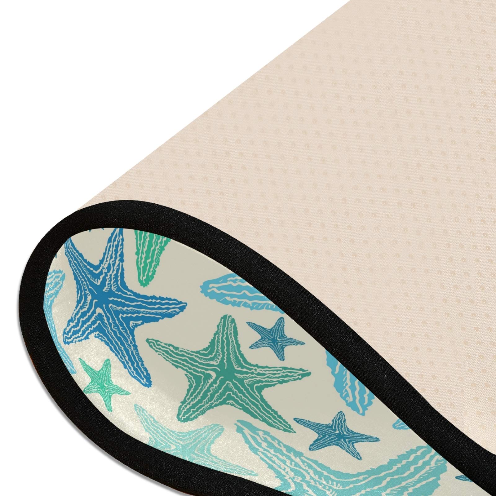 Non-Slip Blue Green Starfish Runner Rug 2x6 FT - Soft Indoor Hallway Carpet, Kitchen Floor Mat, Bathroom Doormat, Bedroom Entry Rug for Home Decor | Perfect for Coastal Theme Living Rooms, Beach House Entryways & Boho Chic Spaces