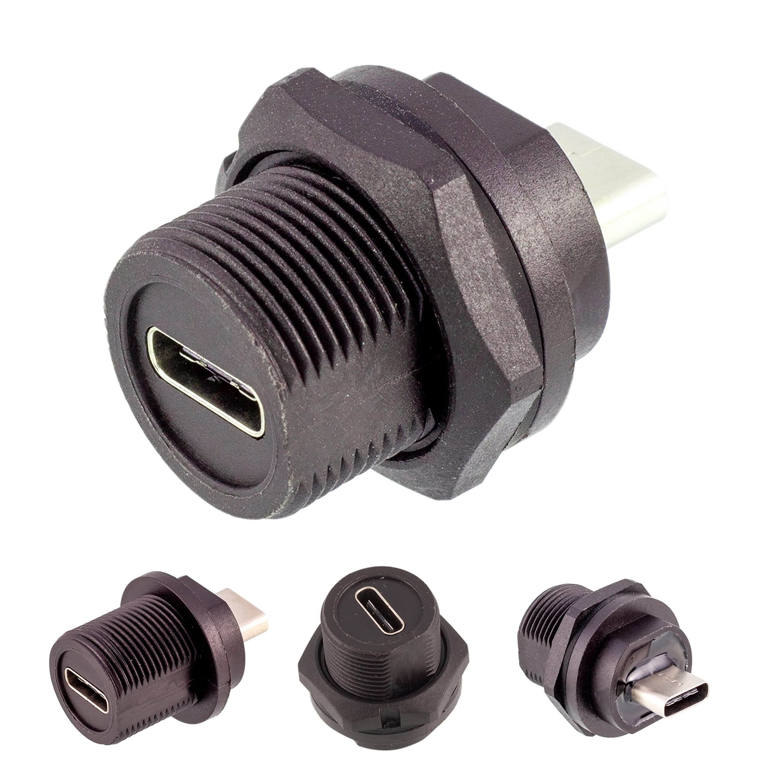 5 Pack Waterproof Panel Mount USB Type C Female to Female Adapter - Durable & Secure Connection for Marine, Outdoor & Industrial Use