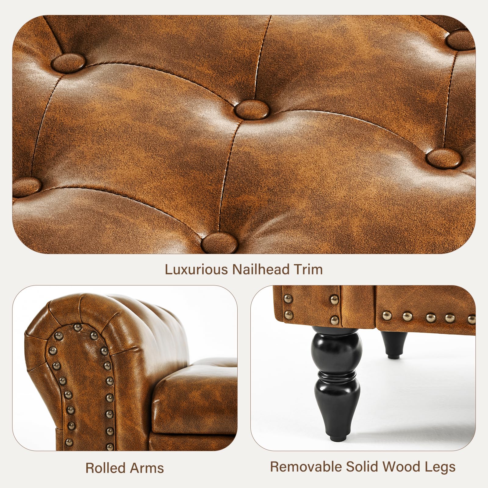 Furnimart Faux Leather Storage Ottoman Bench with Rolled Arms - 2.5 Cubic Feet Storage Space for Bedroom, Living Room & Entryway | Perfect for Extra Seating, Shoe Storage & Home Organization