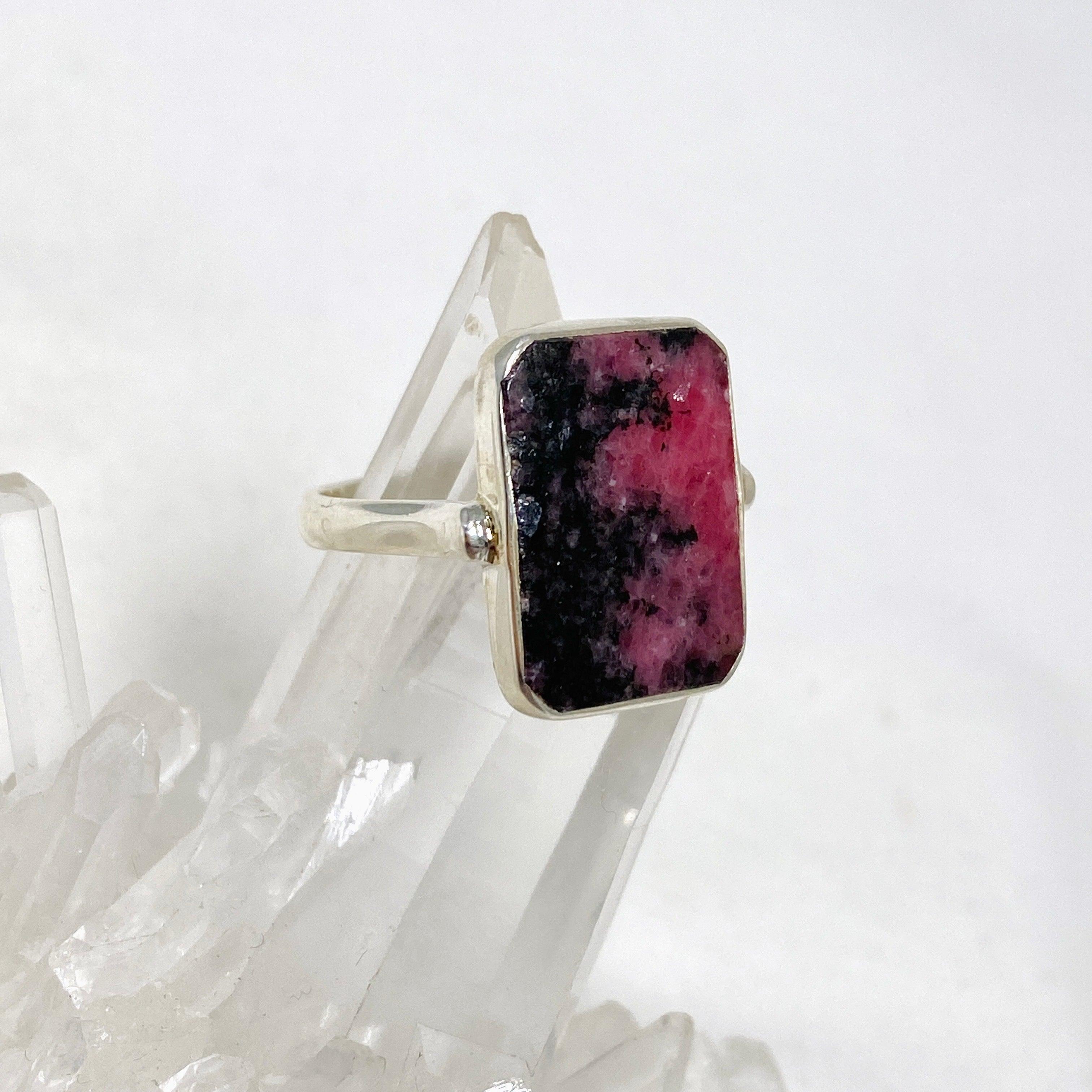 Rhodonite Rectangle Ring Size 11 KRGJ3213 | Healing Crystal Jewelry for Women | Perfect for Meditation, Energy Balancing & Spiritual Gifts