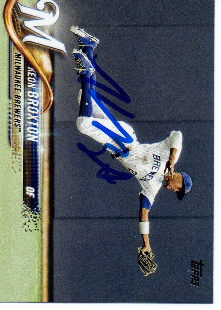 Keon Broxton Milwaukee Brewers 2018 Topps Autographed Baseball Card - Perfect for Collectors, Fans & Sports Memorabilia Displays